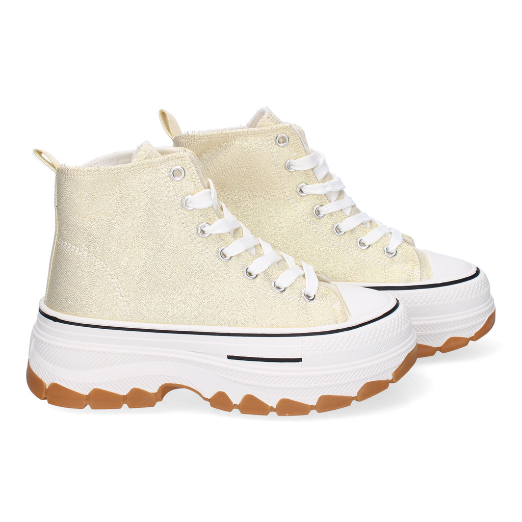 Zapatilla Bamba Abotinada doradas de Plataforma  para Mujer