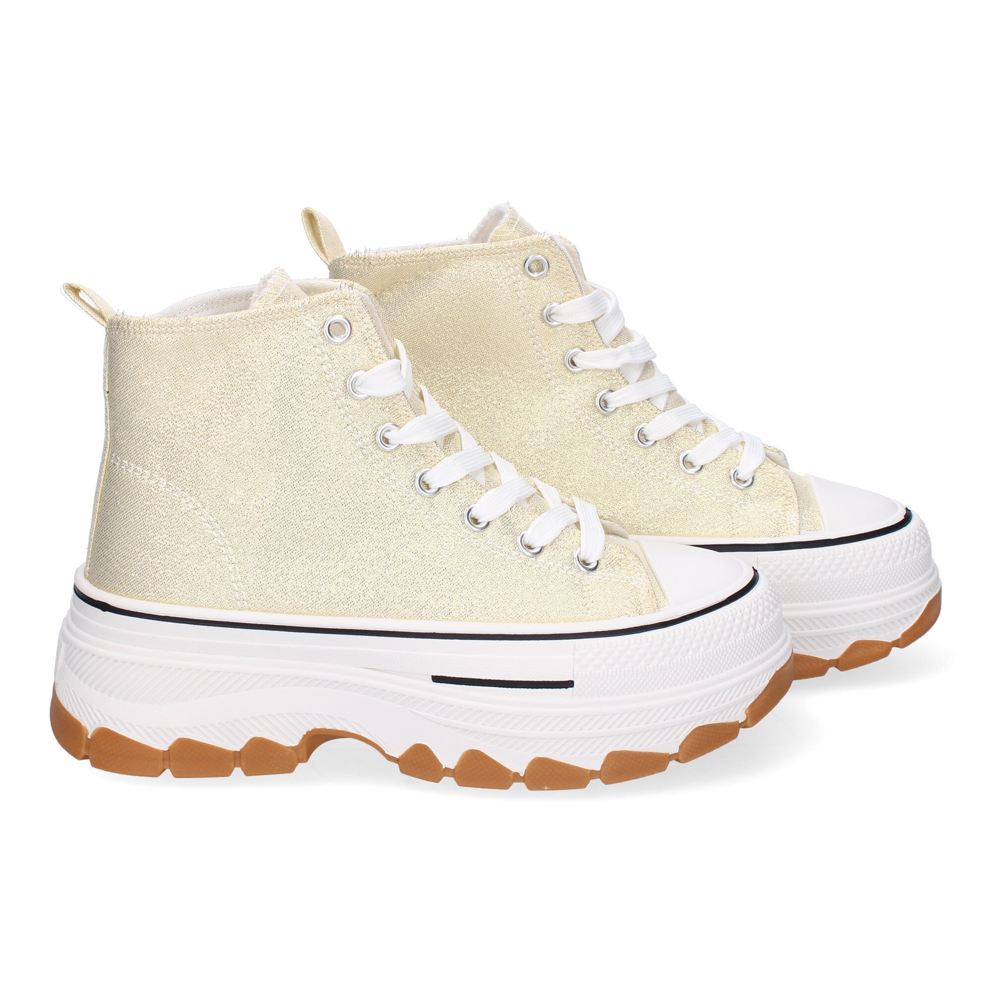 Zapatilla Bamba Abotinada doradas de Plataforma  para Mujer