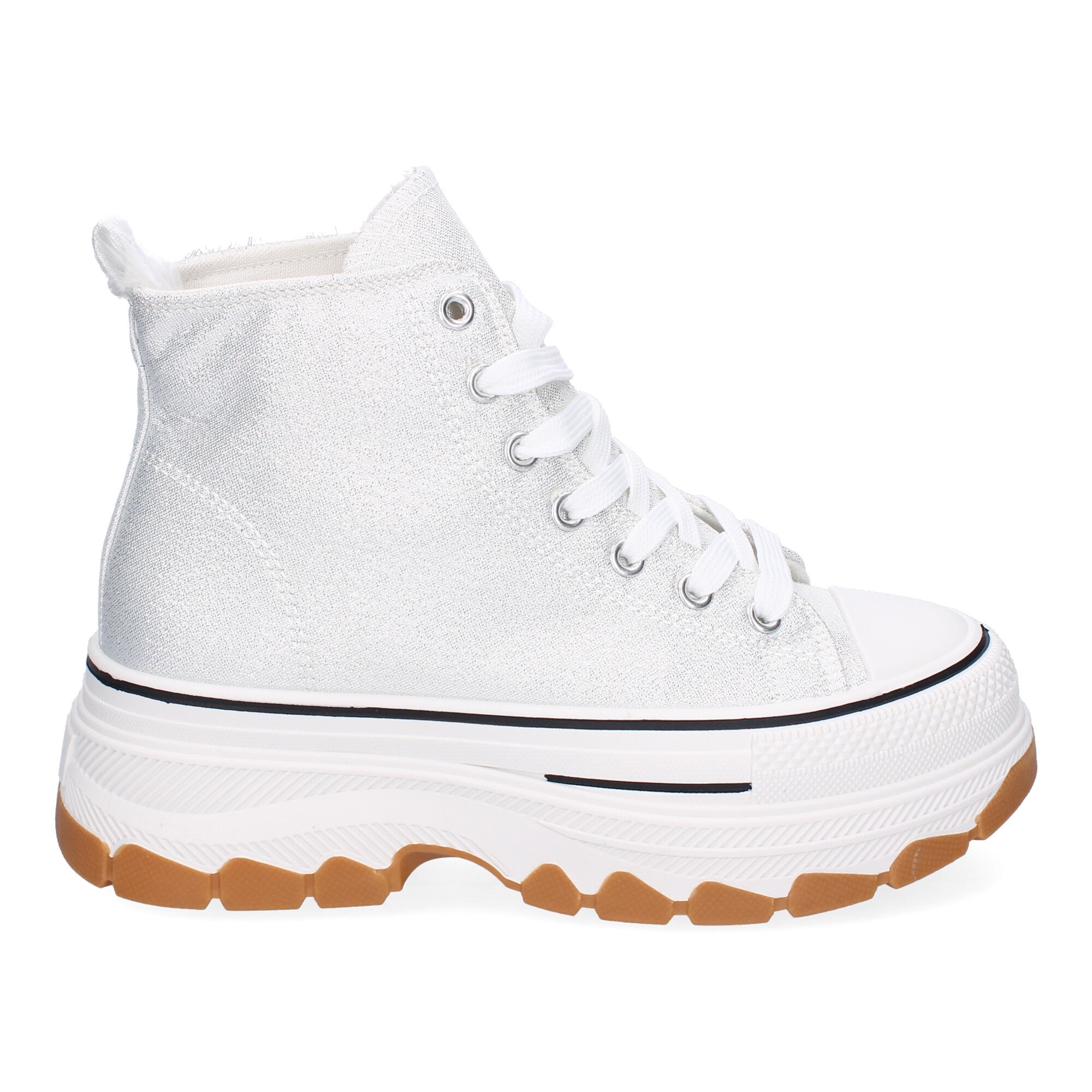 Zapatilla Bamba Abotinada Plateada de Plataforma  para Mujer