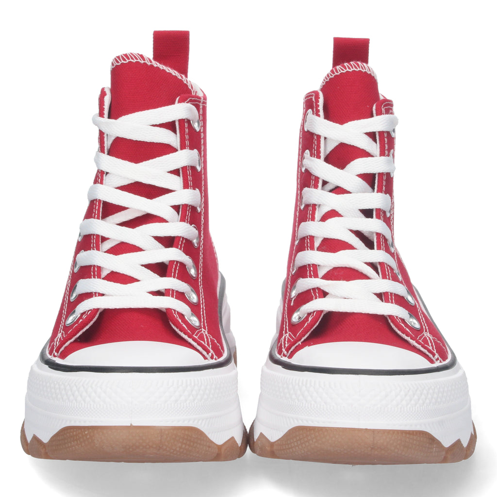 Zapatilla Bamba Abotinada Roja de Plataforma  para Mujer