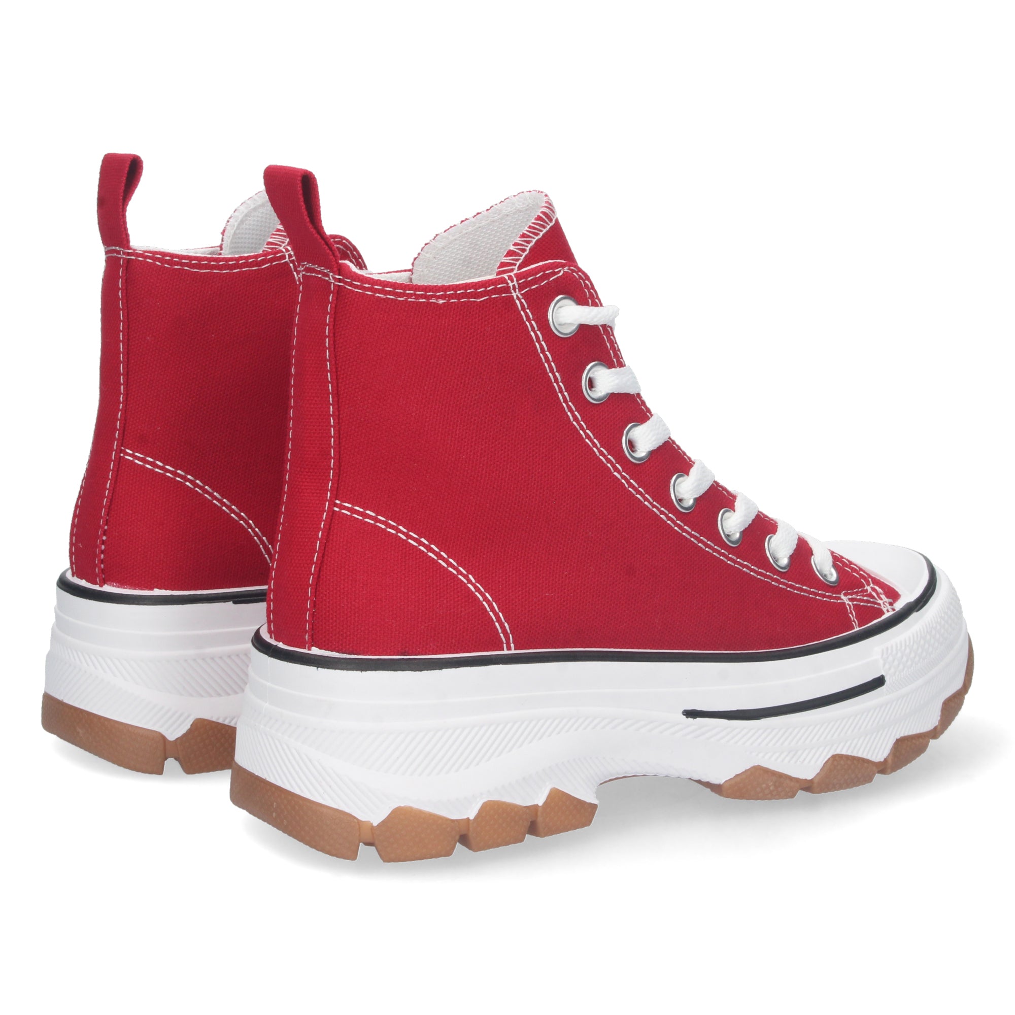 Zapatilla Bamba Abotinada Roja de Plataforma  para Mujer