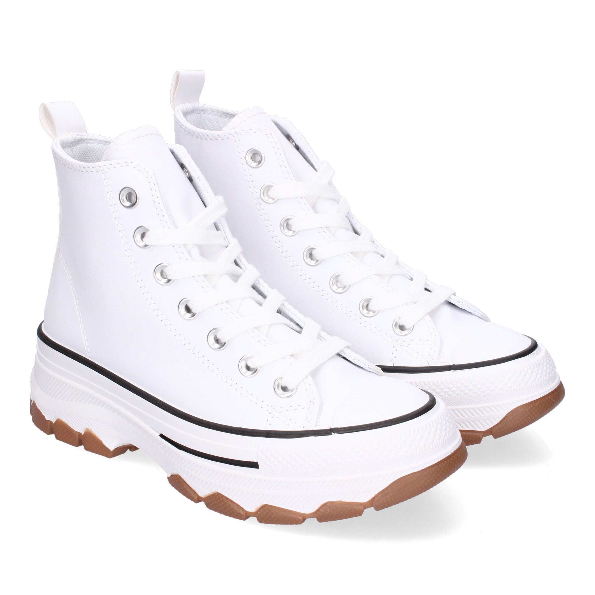 Zapatilla Bamba Abotinada Blancas y Negras de Plataforma  para Mujer