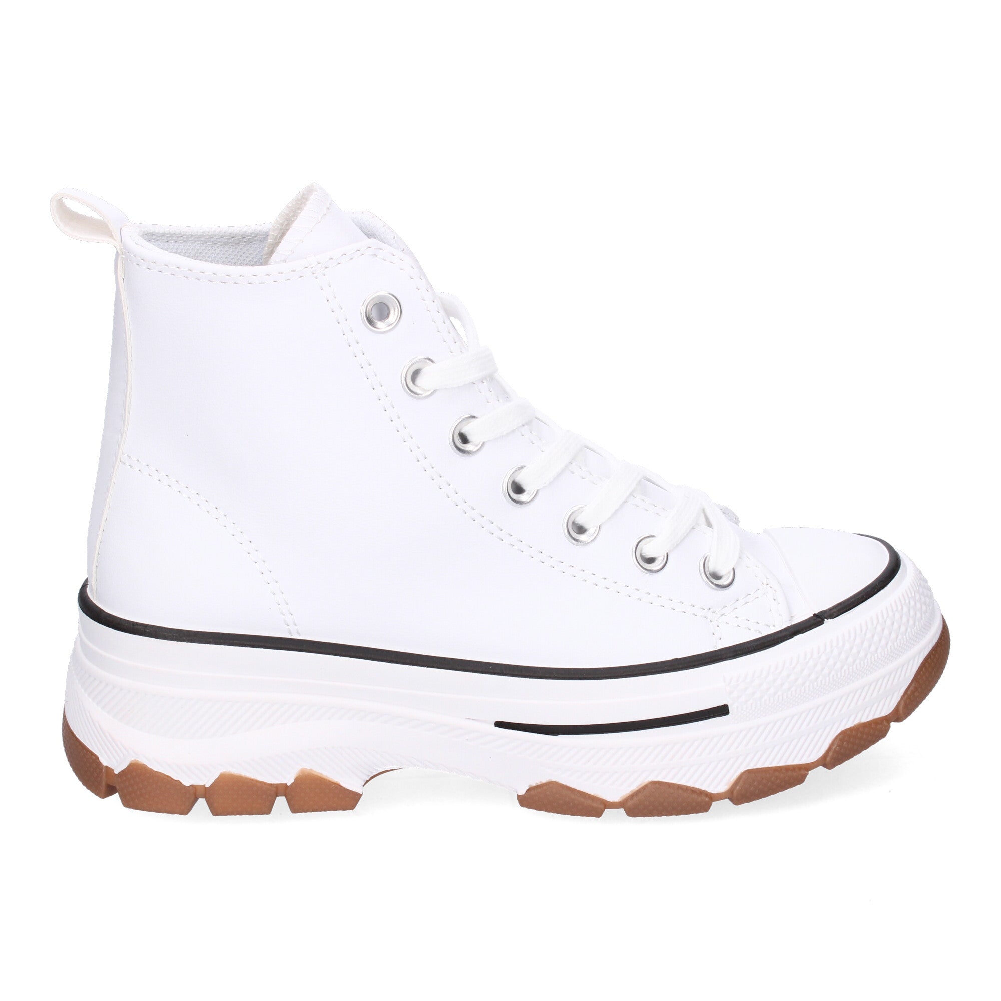 Zapatilla Bamba Abotinada Blancas y Negras de Plataforma  para Mujer
