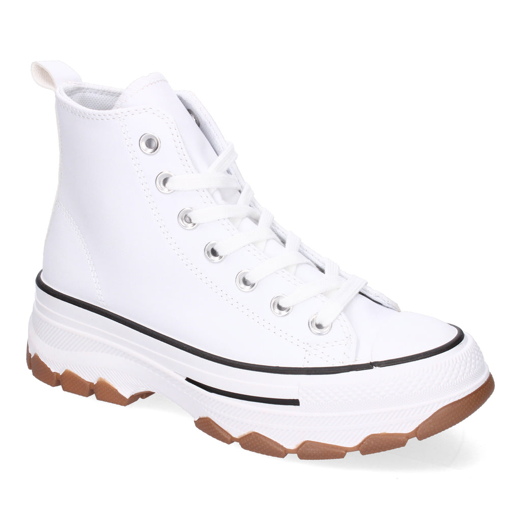 Zapatilla Bamba Abotinada Blancas y Negras de Plataforma  para Mujer
