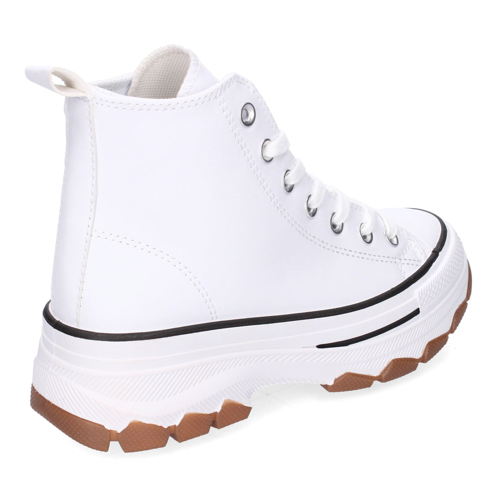 Zapatilla Bamba Abotinada Blancas y Negras de Plataforma  para Mujer