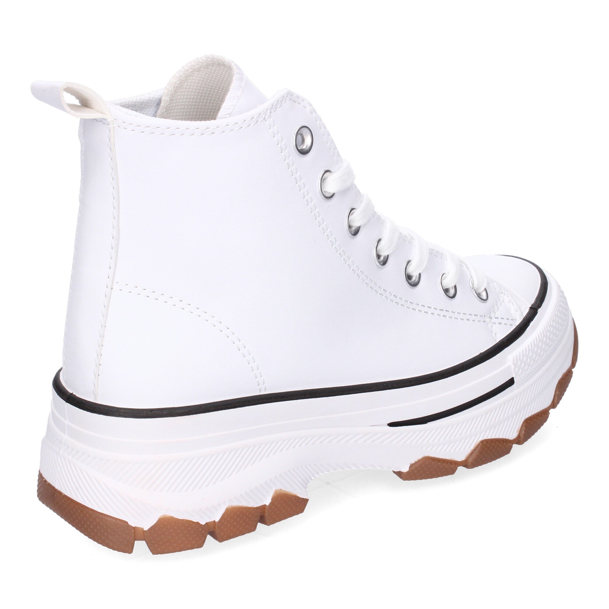 Zapatilla Bamba Abotinada Blancas y Negras de Plataforma  para Mujer