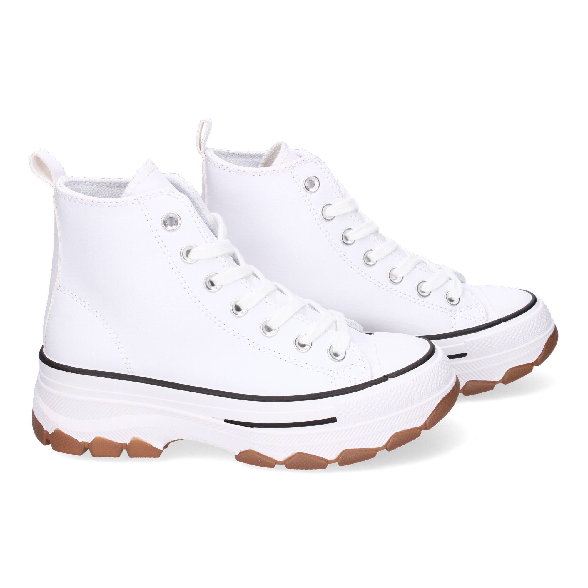 Zapatilla Bamba Abotinada Blancas y Negras de Plataforma  para Mujer