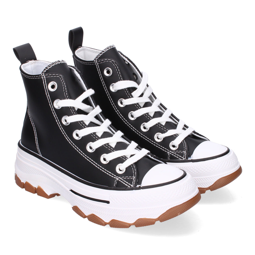 Zapatilla Bamba Abotinada Negras de Plataforma  para Mujer