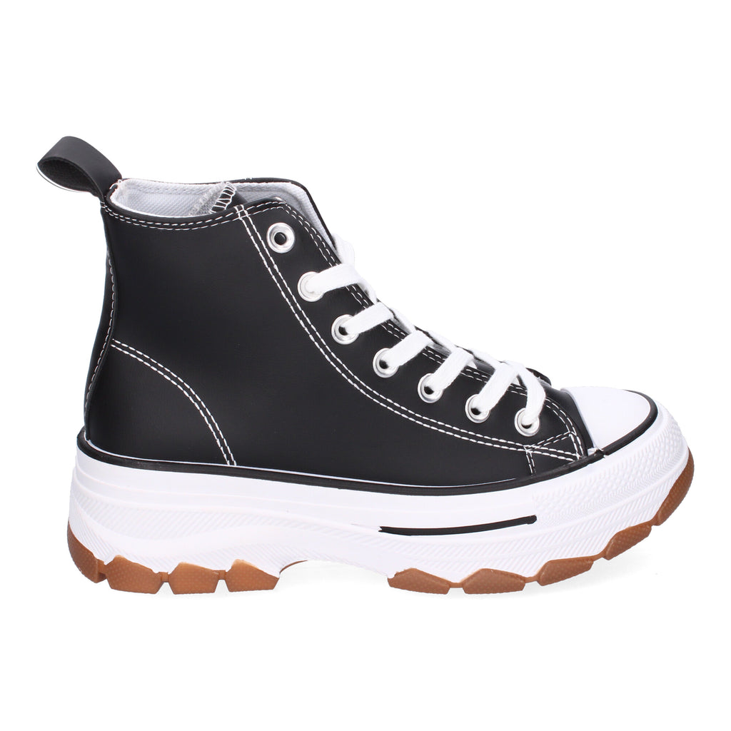 Zapatilla Bamba Abotinada Negras de Plataforma  para Mujer