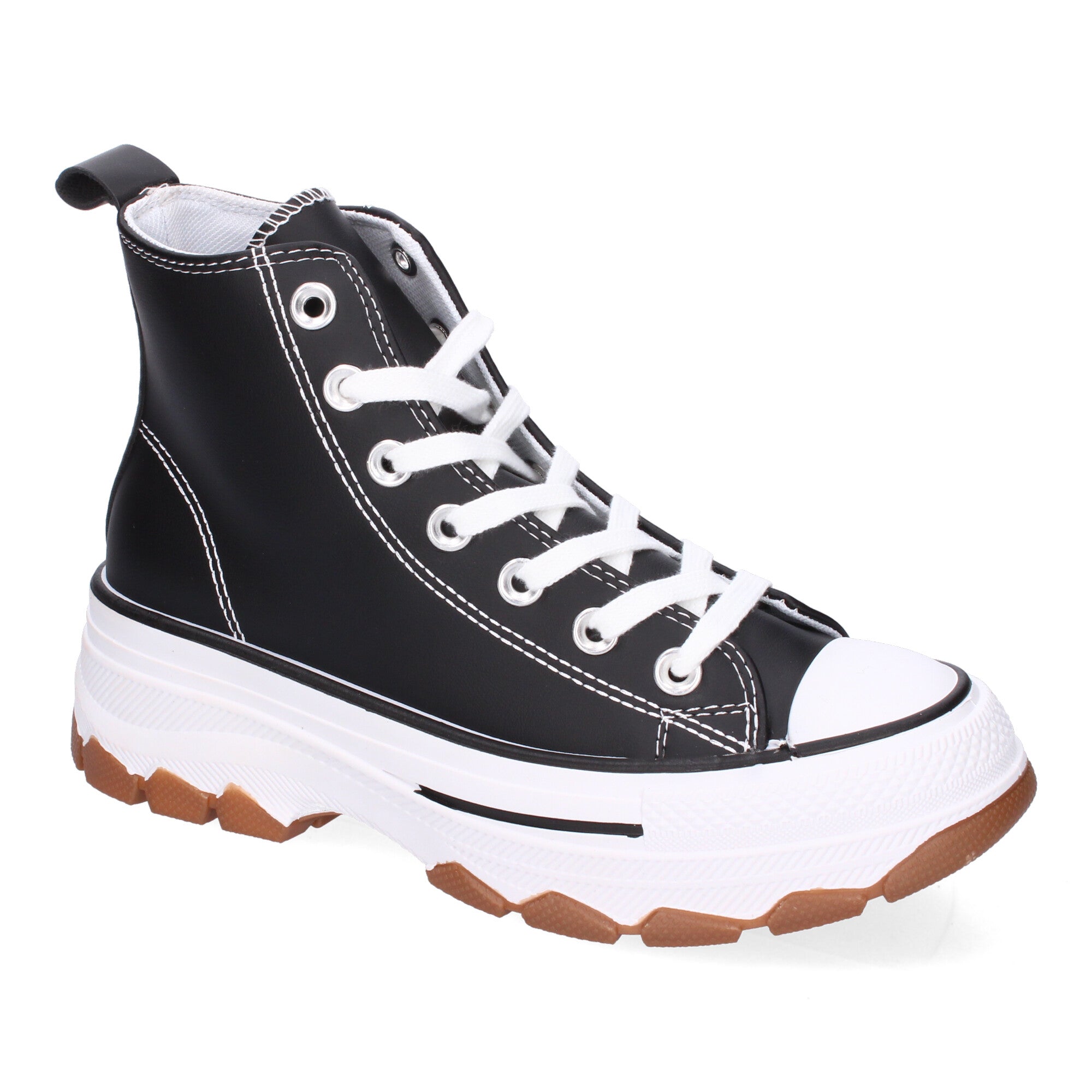Zapatilla Bamba Abotinada Negras de Plataforma  para Mujer