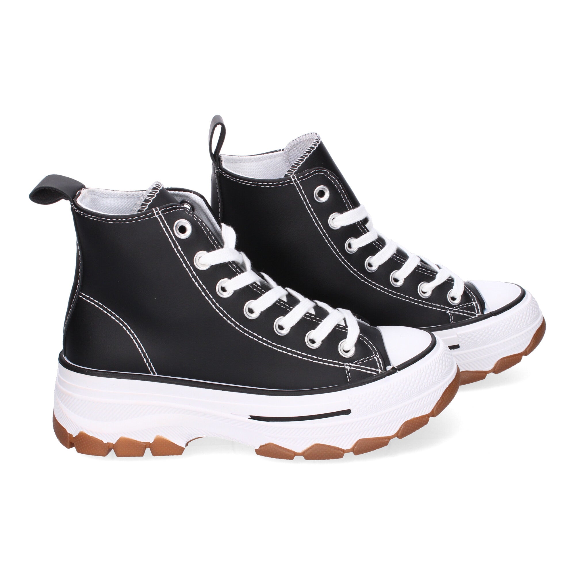 Zapatilla Bamba Abotinada Negras de Plataforma  para Mujer