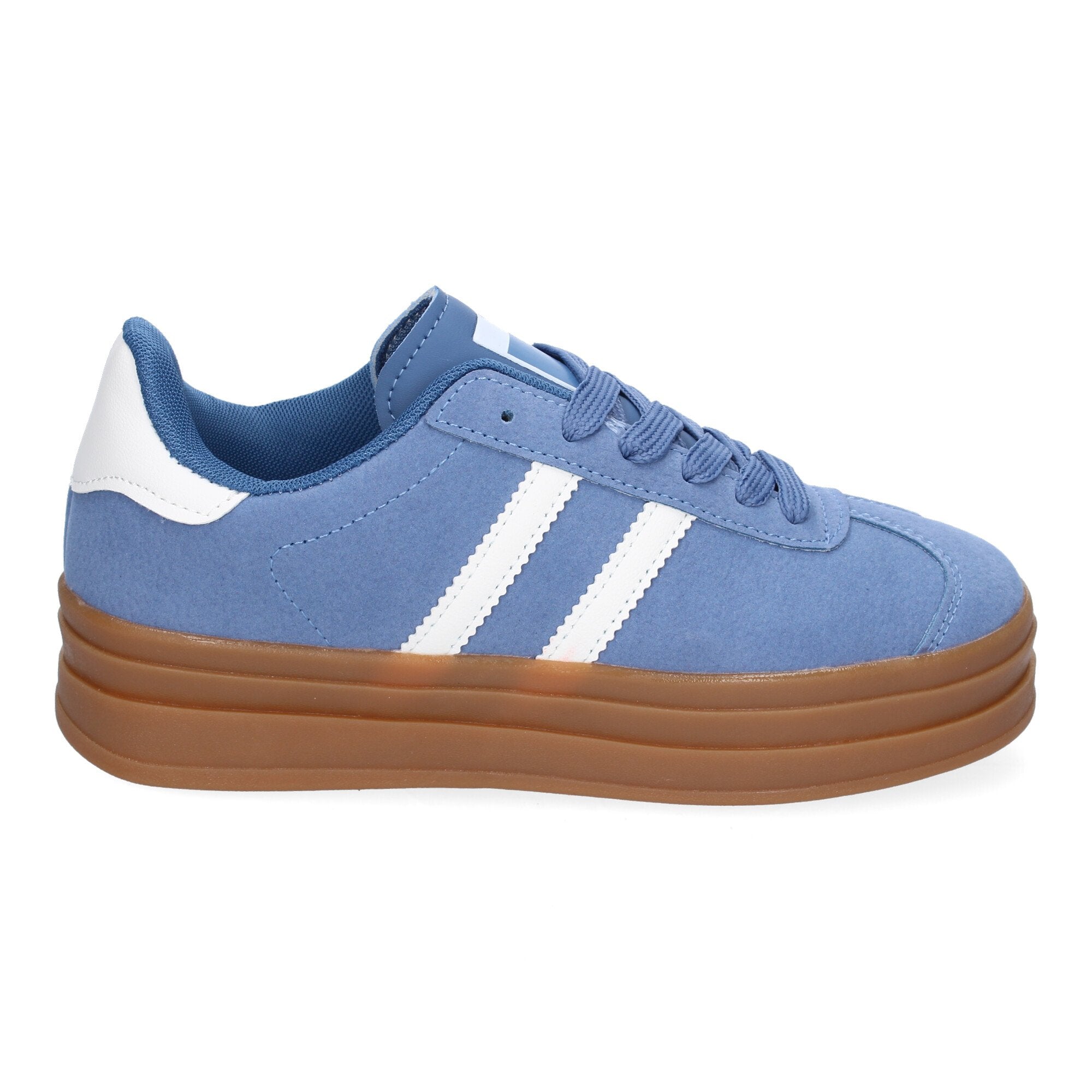 Zapatilla Deportiva  Elegante Azul con Rayas Blancas de Mujer
