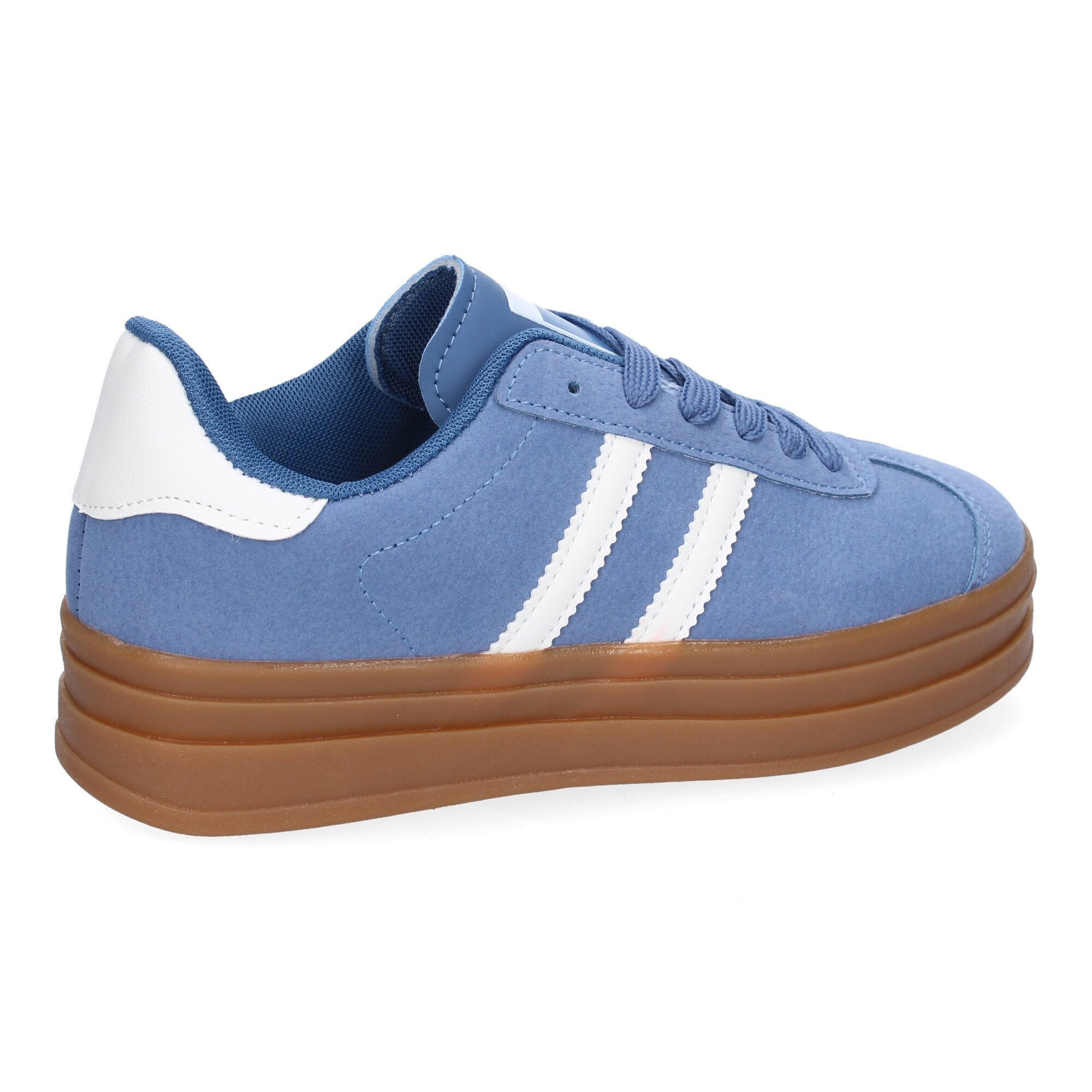 Zapatilla Deportiva  Elegante Azul con Rayas Blancas de Mujer