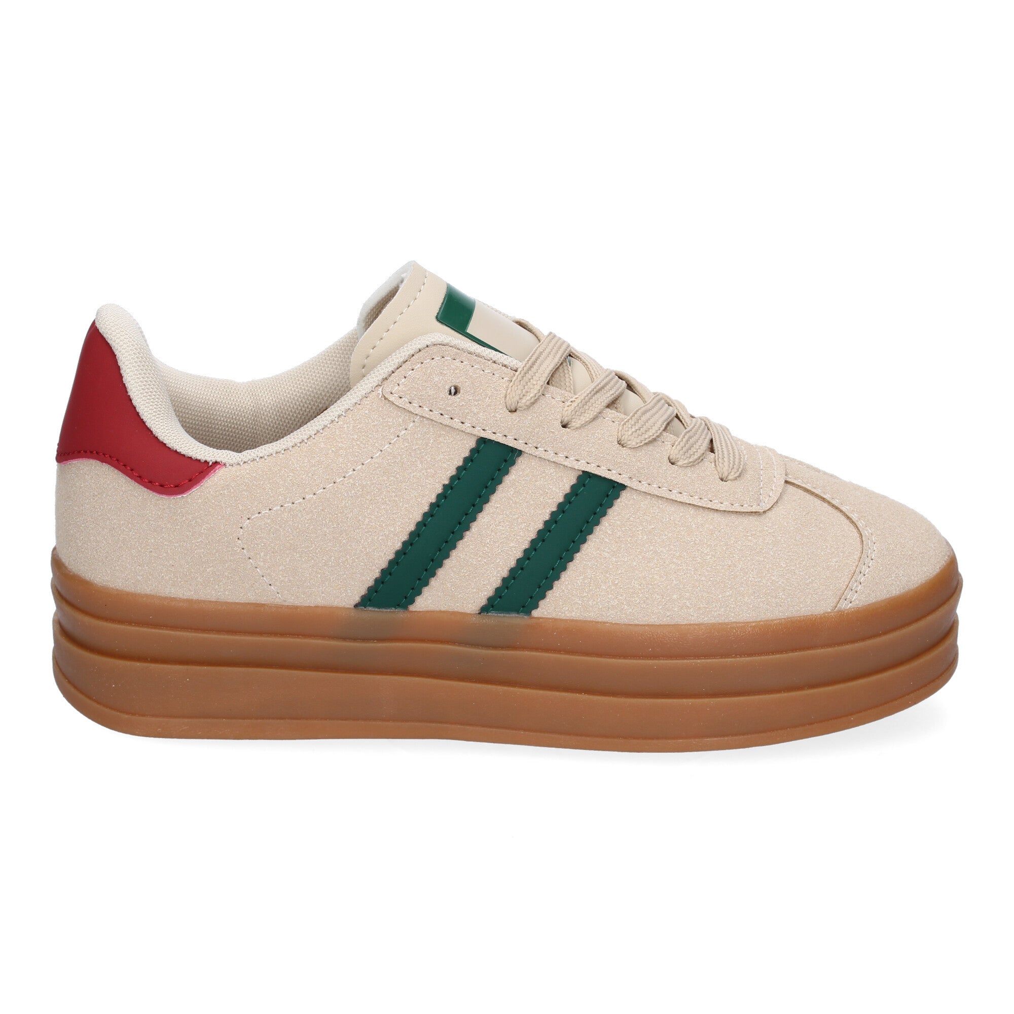 Zapatilla Deportiva  Elegante Rosa con Rayas Verdes de Mujer