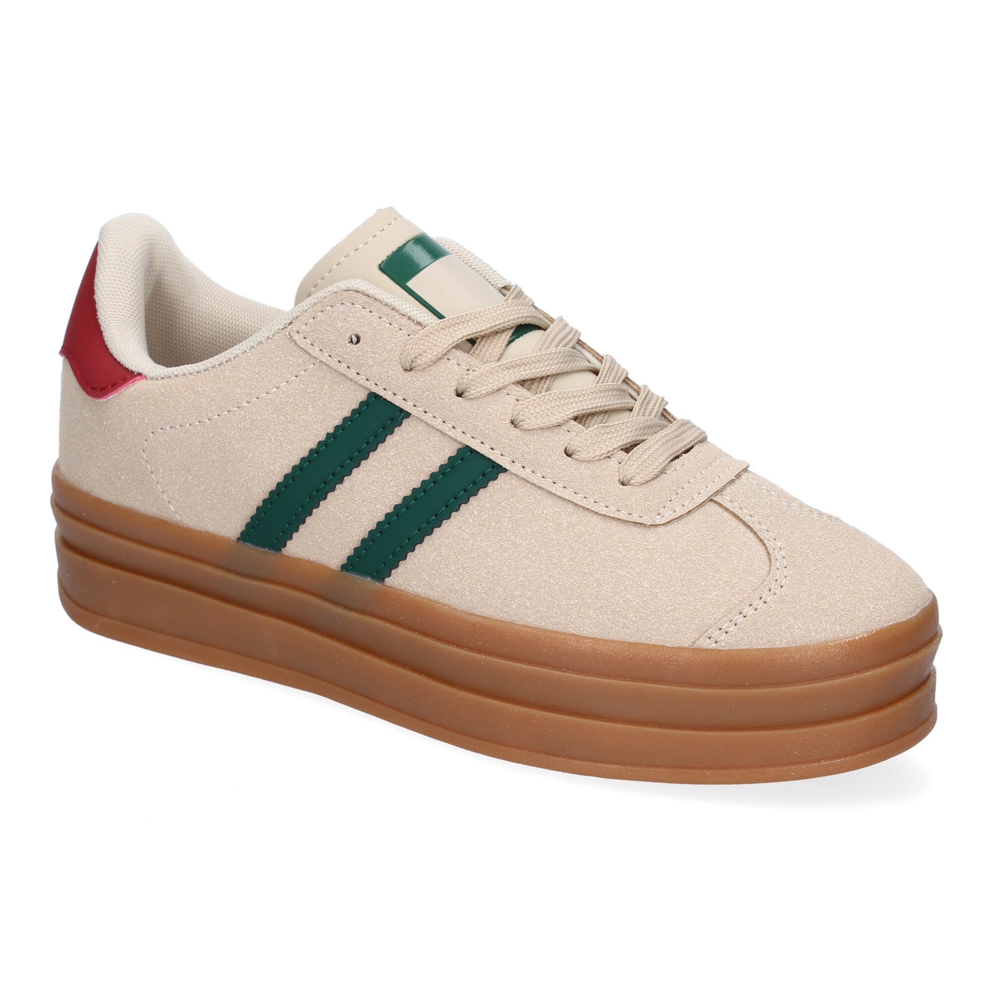 Zapatilla Deportiva  Elegante Rosa con Rayas Verdes de Mujer