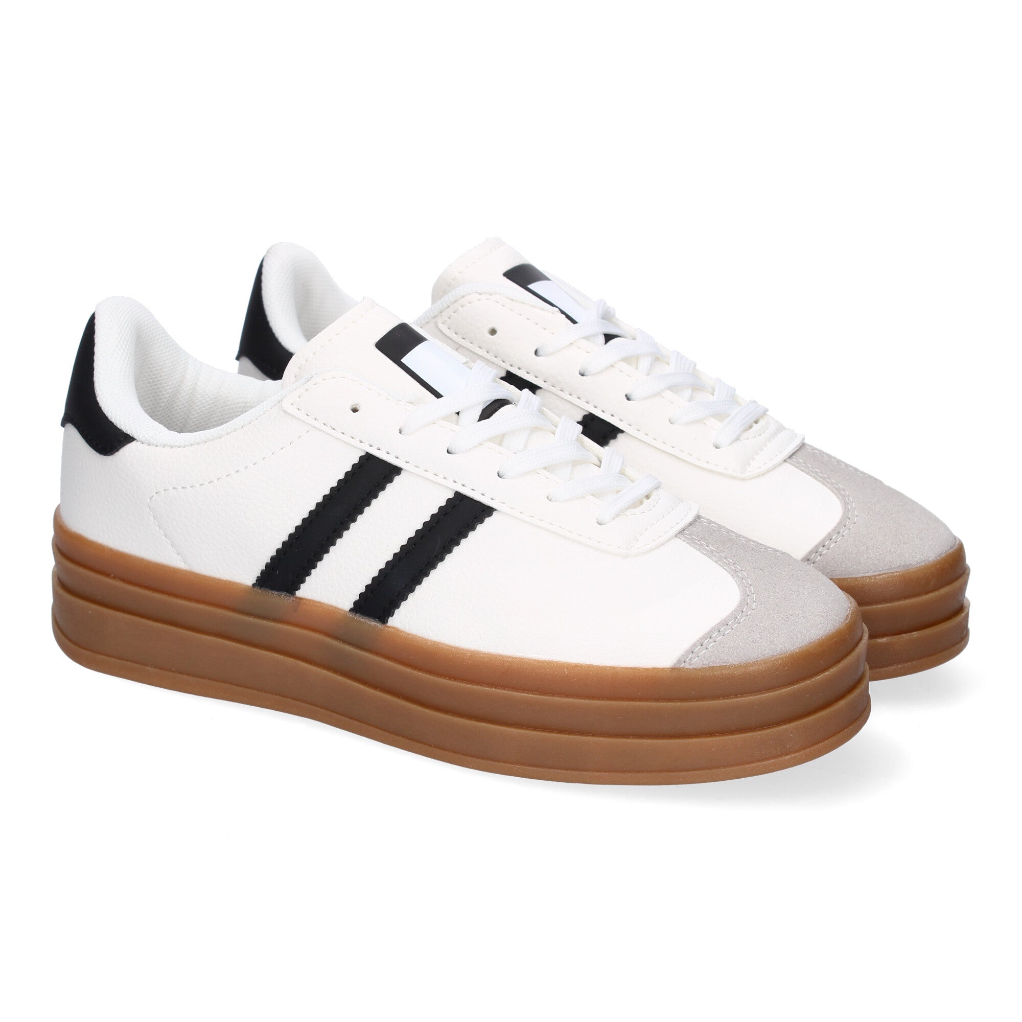 Zapatilla Deportiva  Elegante Blancas con Rayas Negras de Mujer