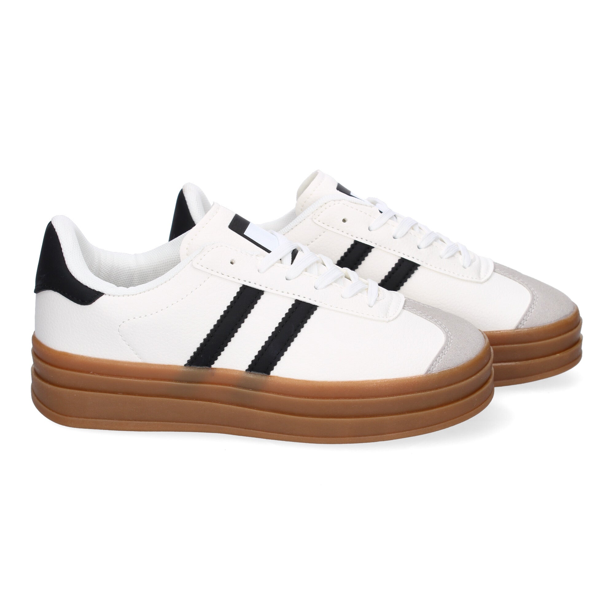 Zapatilla Deportiva  Elegante Blancas con Rayas Negras de Mujer