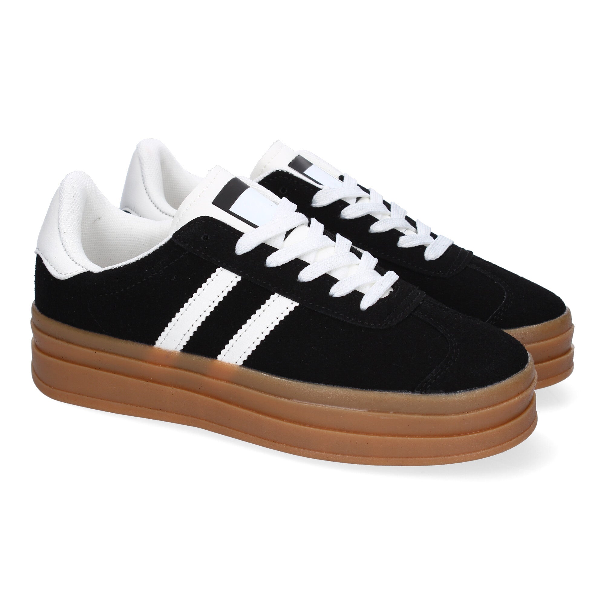 Zapatilla Deportiva  Elegante Negras con Rayas Blancas de Mujer