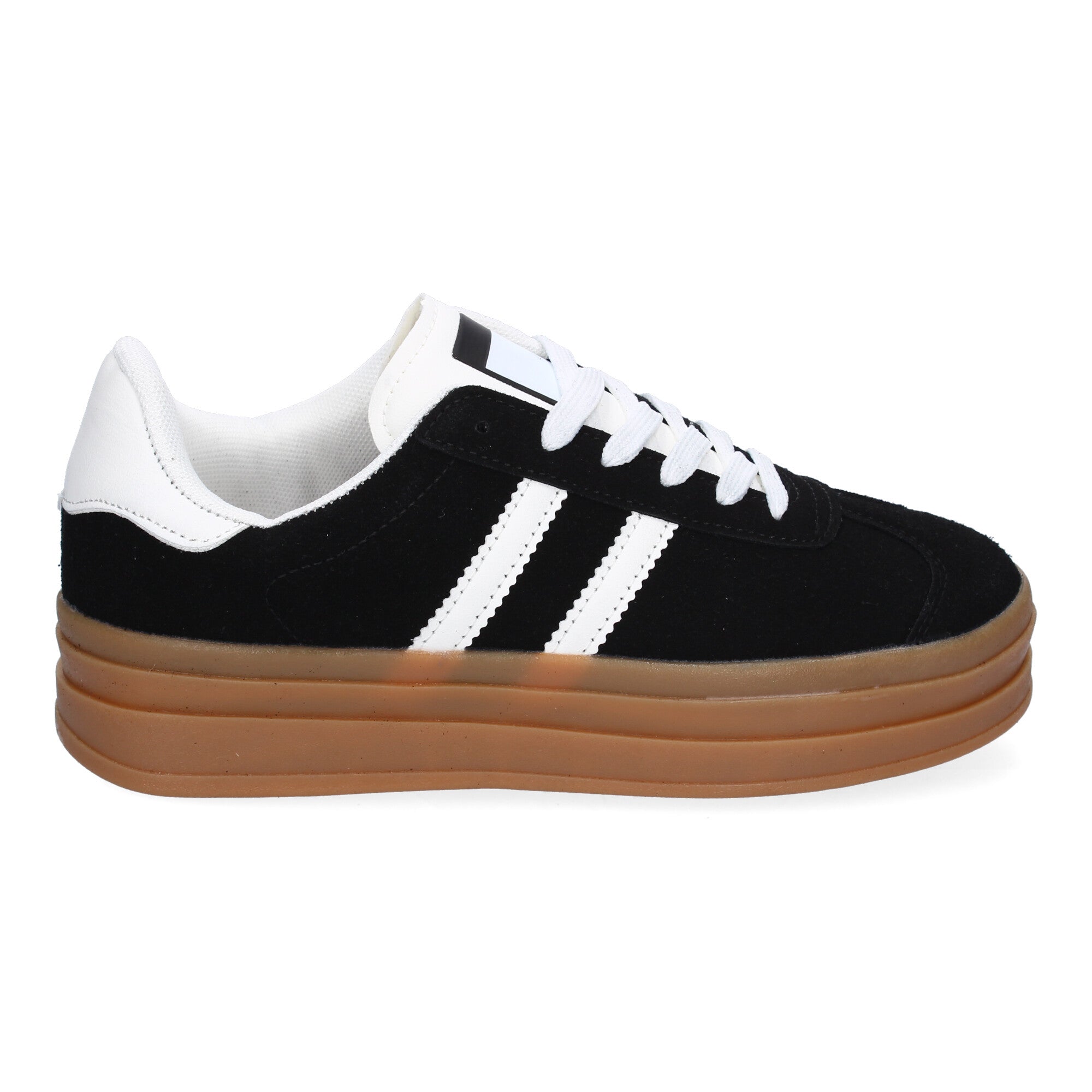 Zapatilla Deportiva  Elegante Negras con Rayas Blancas de Mujer