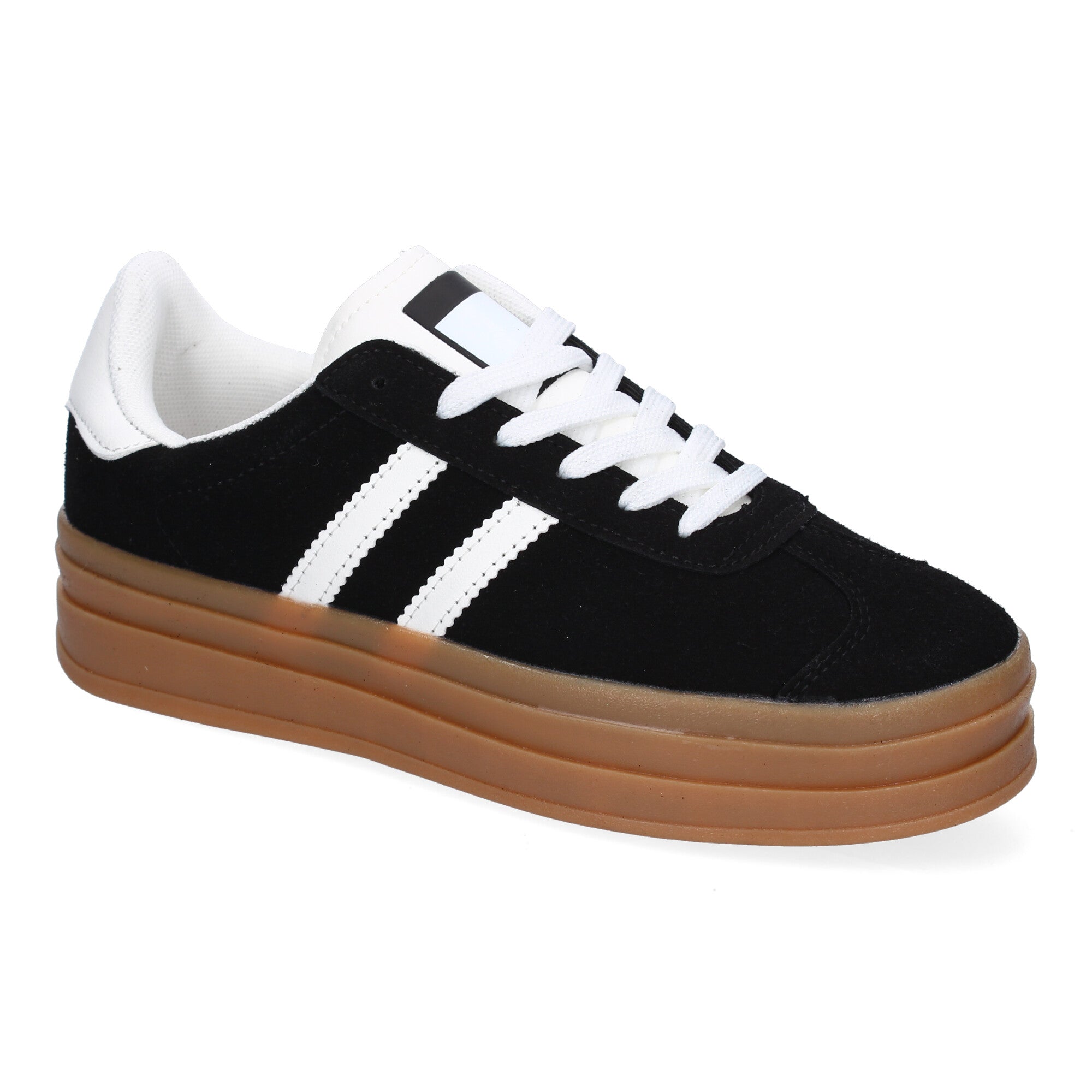 Zapatilla Deportiva  Elegante Negras con Rayas Blancas de Mujer