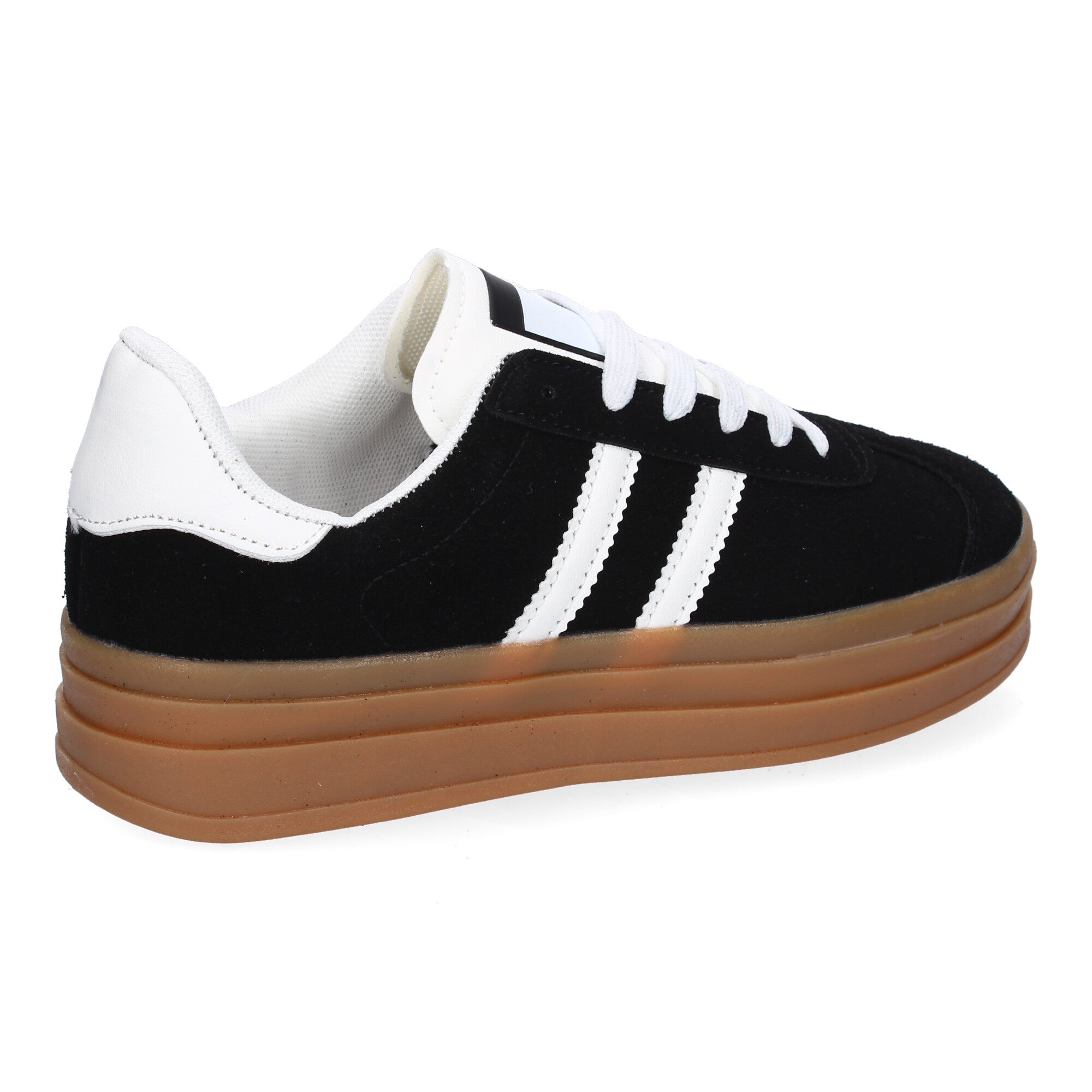 Zapatilla Deportiva  Elegante Negras con Rayas Blancas de Mujer