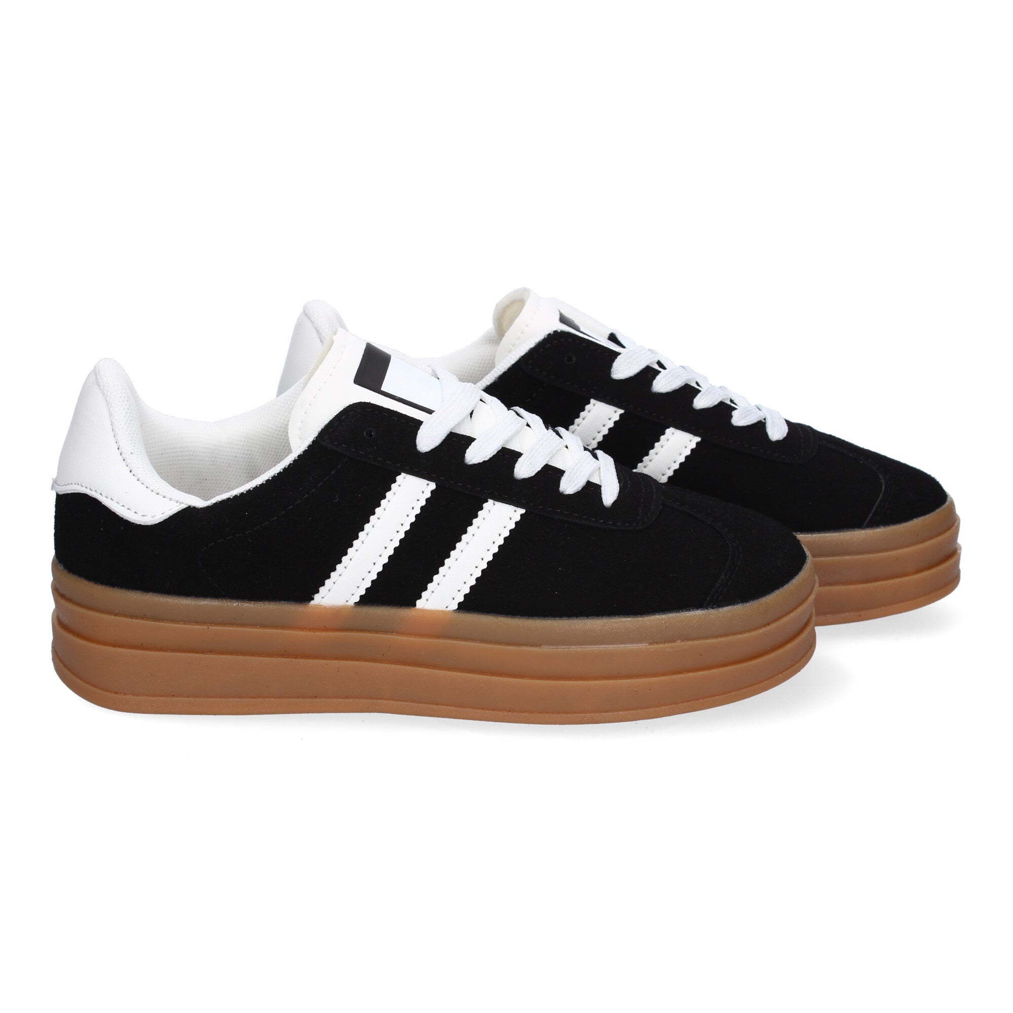 Zapatilla Deportiva  Elegante Negras con Rayas Blancas de Mujer