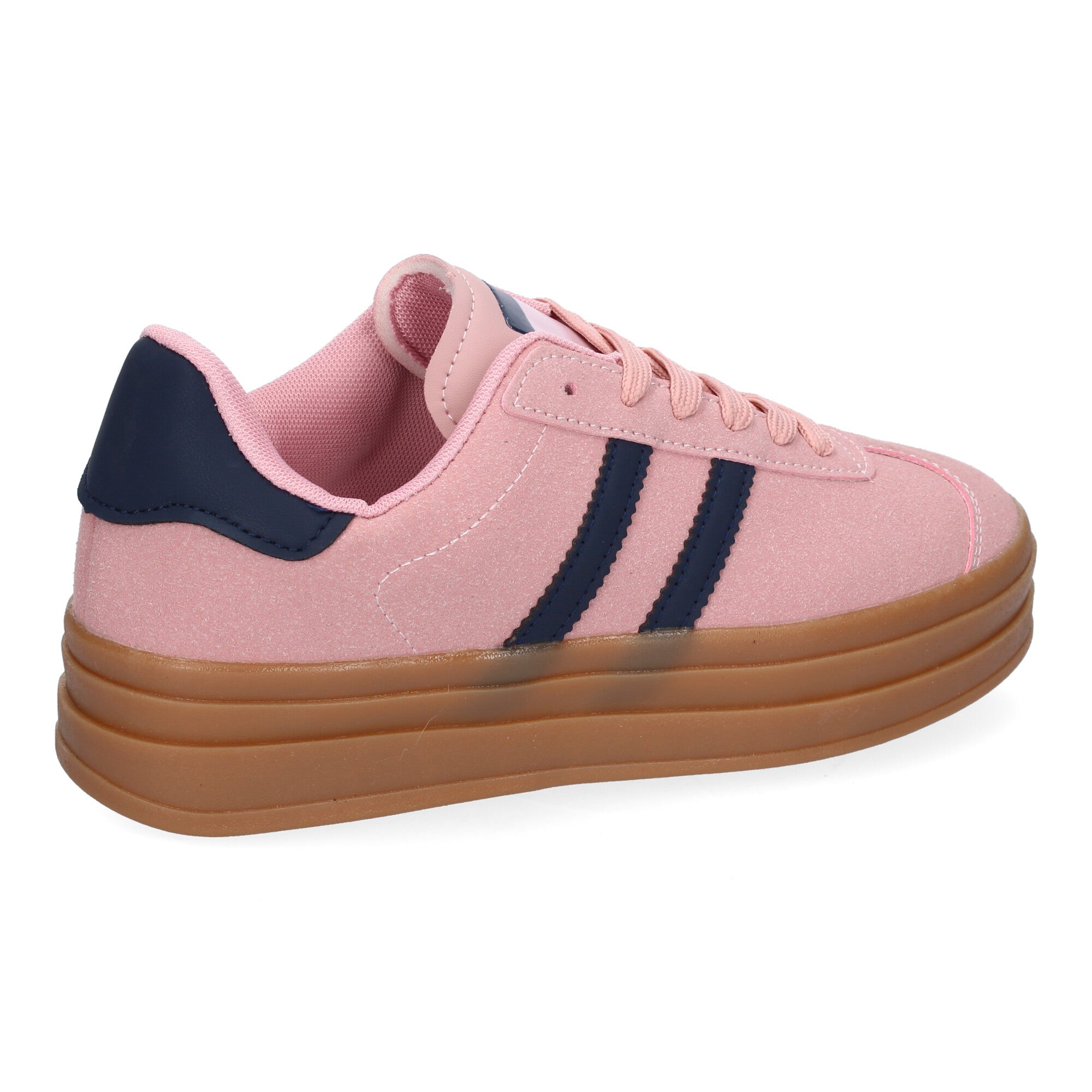 Zapatilla Deportiva  Elegante Rosa con Rayas Azules de Mujer