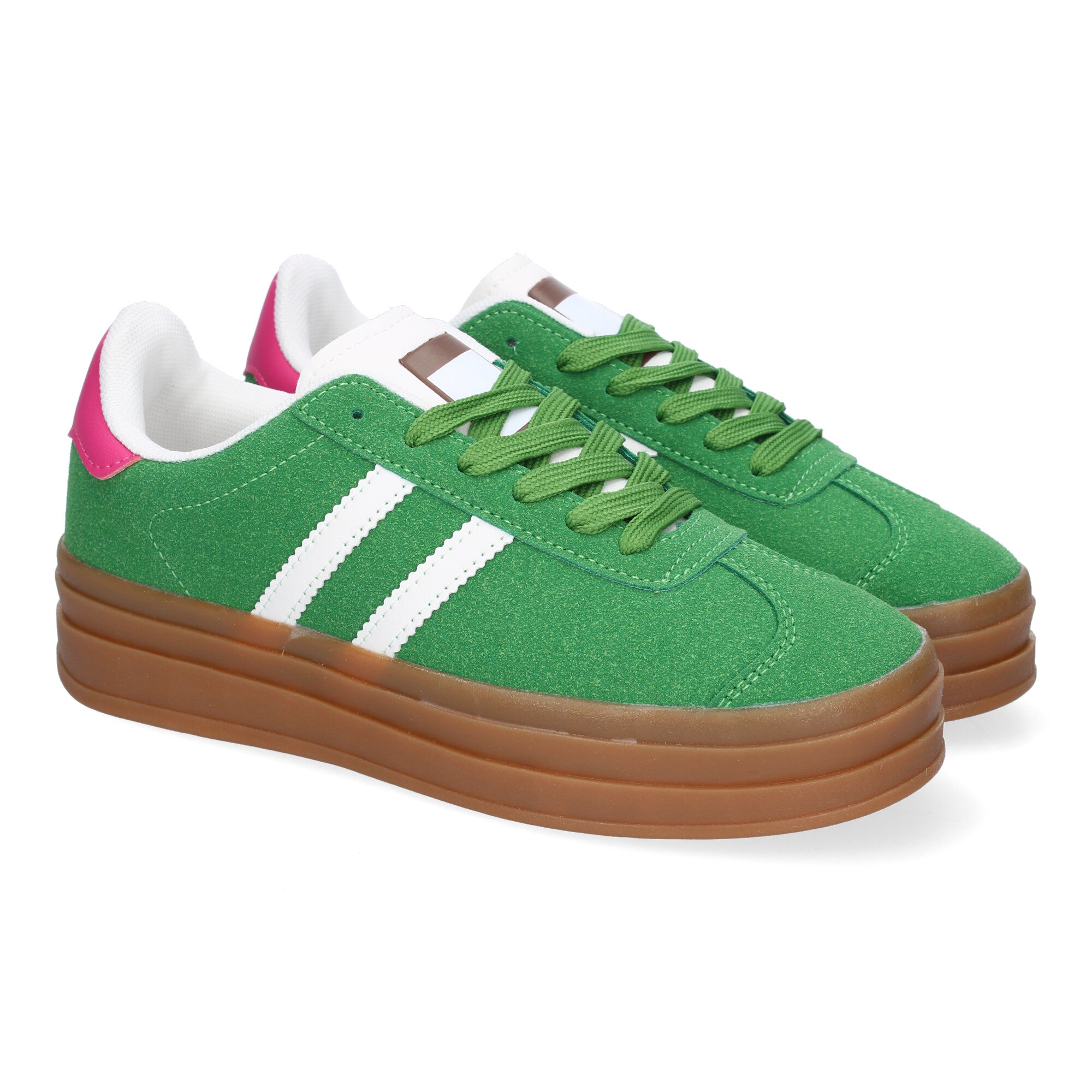 Zapatilla Deportiva  Elegante verde con Rayas Blancas de Mujer
