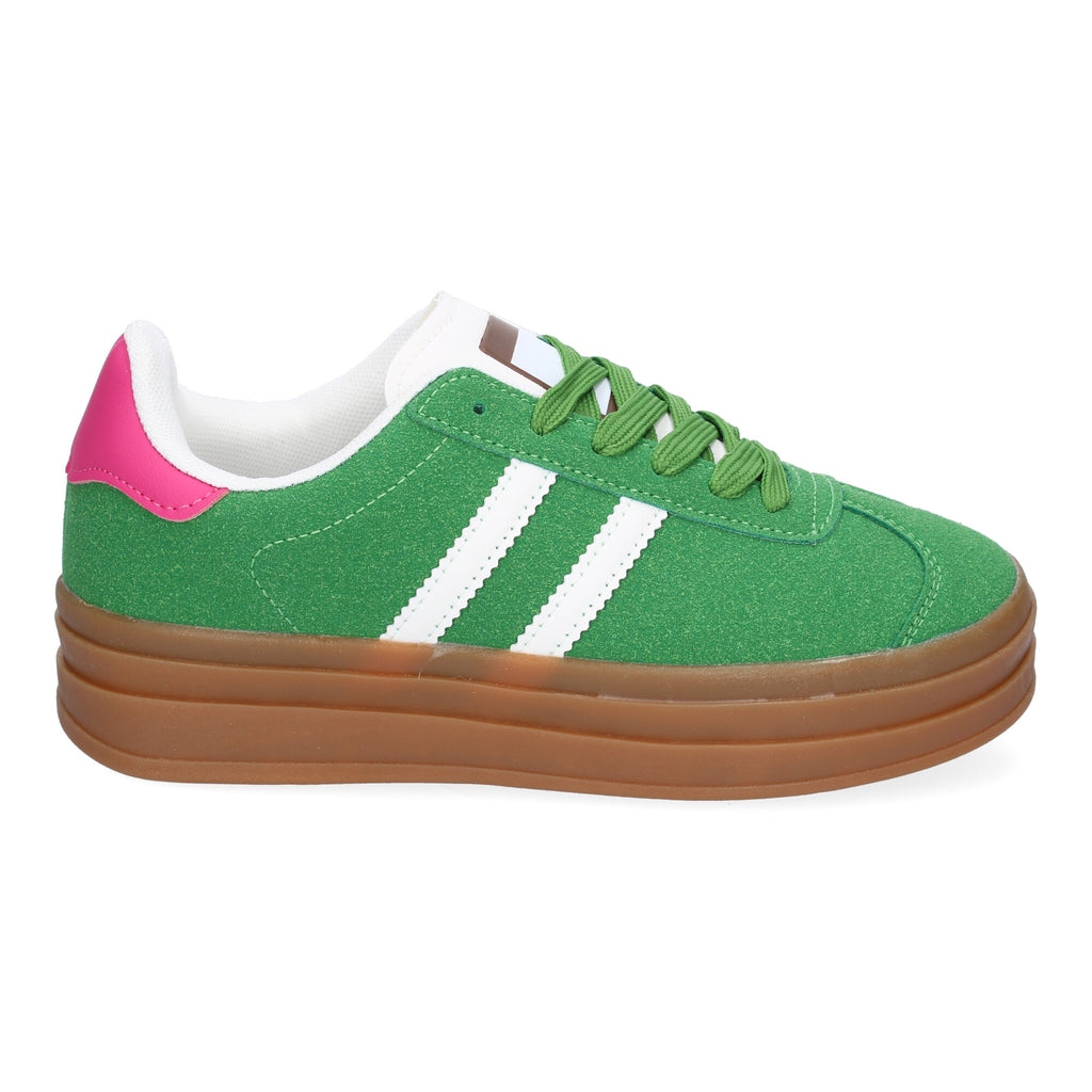 Zapatilla Deportiva  Elegante verde con Rayas Blancas de Mujer