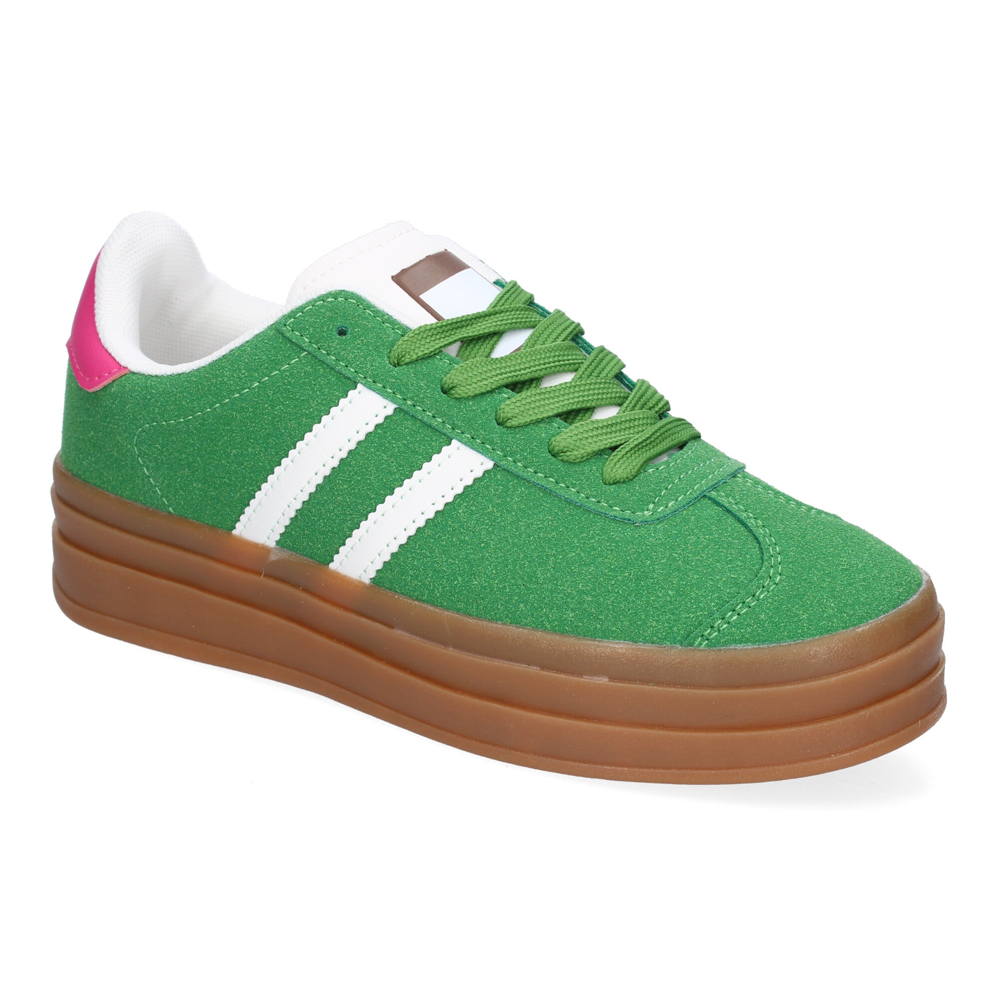 Zapatilla Deportiva  Elegante verde con Rayas Blancas de Mujer
