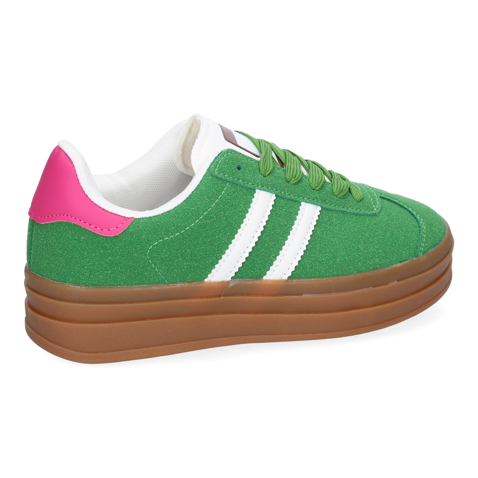 Zapatilla Deportiva  Elegante verde con Rayas Blancas de Mujer