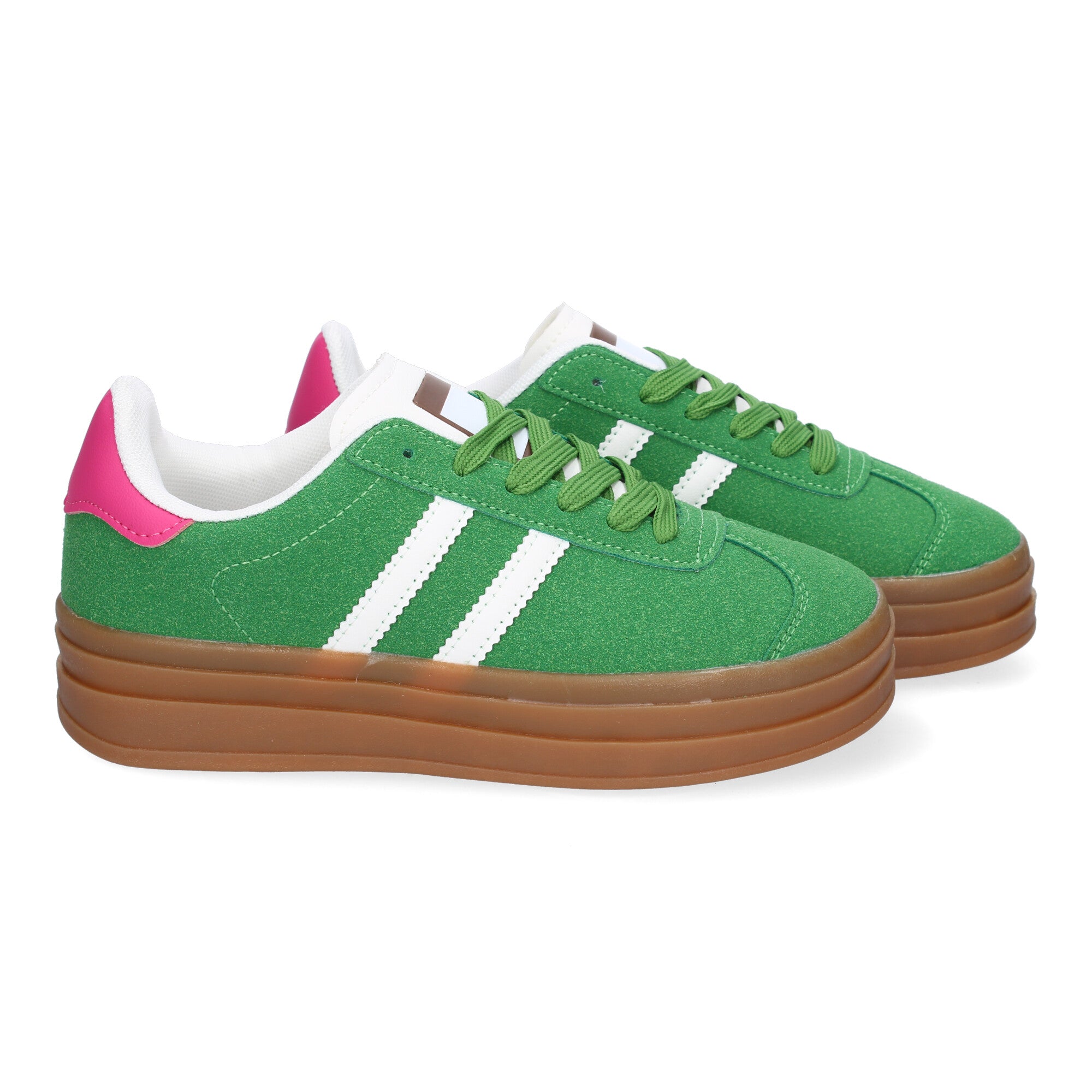Zapatilla Deportiva  Elegante verde con Rayas Blancas de Mujer