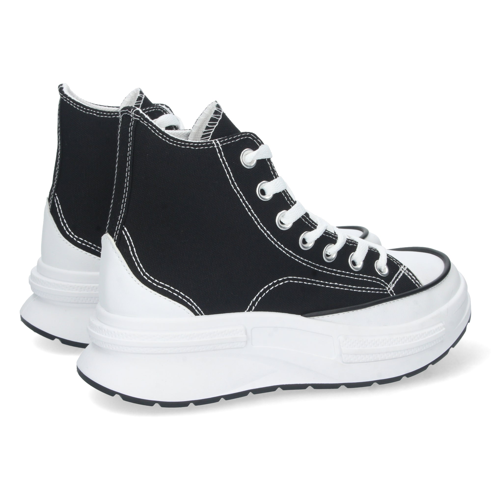 Zapatilla Abotinada Negra con Plataforma Comoda Para Mujer