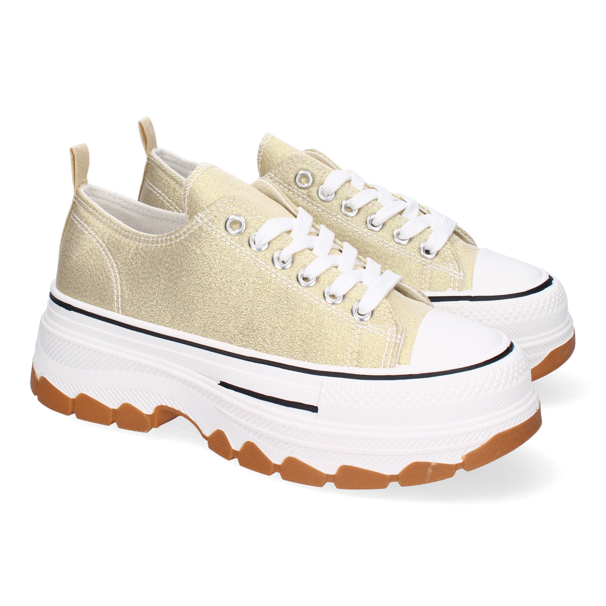 Zapatilla Bamba de Plataforma Dorada para Mujer