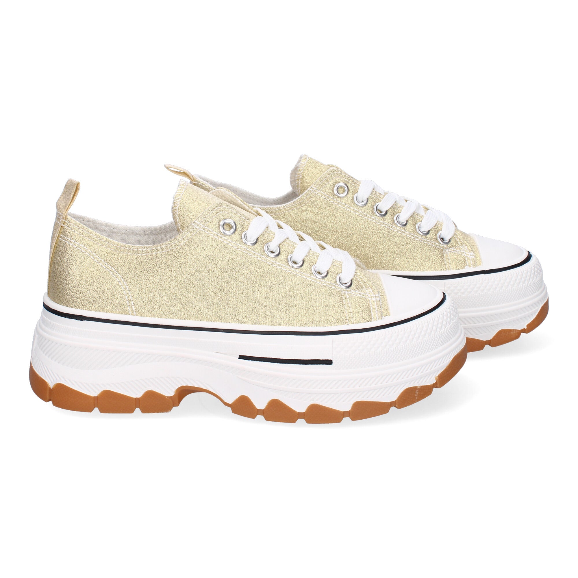 Zapatilla Bamba de Plataforma Dorada para Mujer