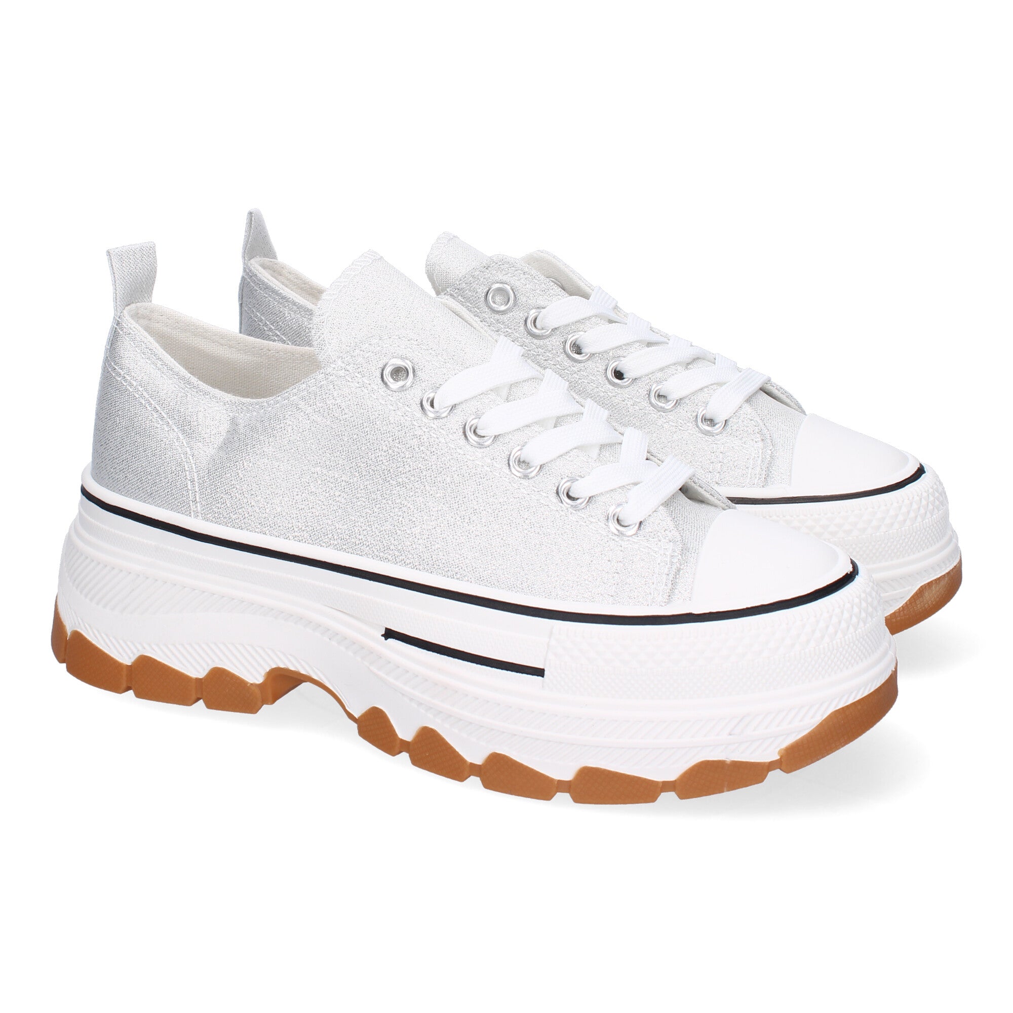 Zapatilla Bamba de Plataforma Plateada  para Mujer