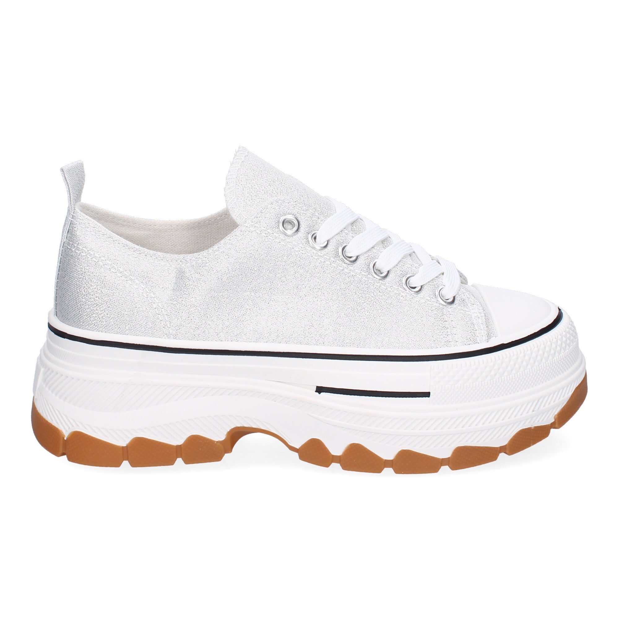 Zapatilla Bamba de Plataforma Plateada  para Mujer