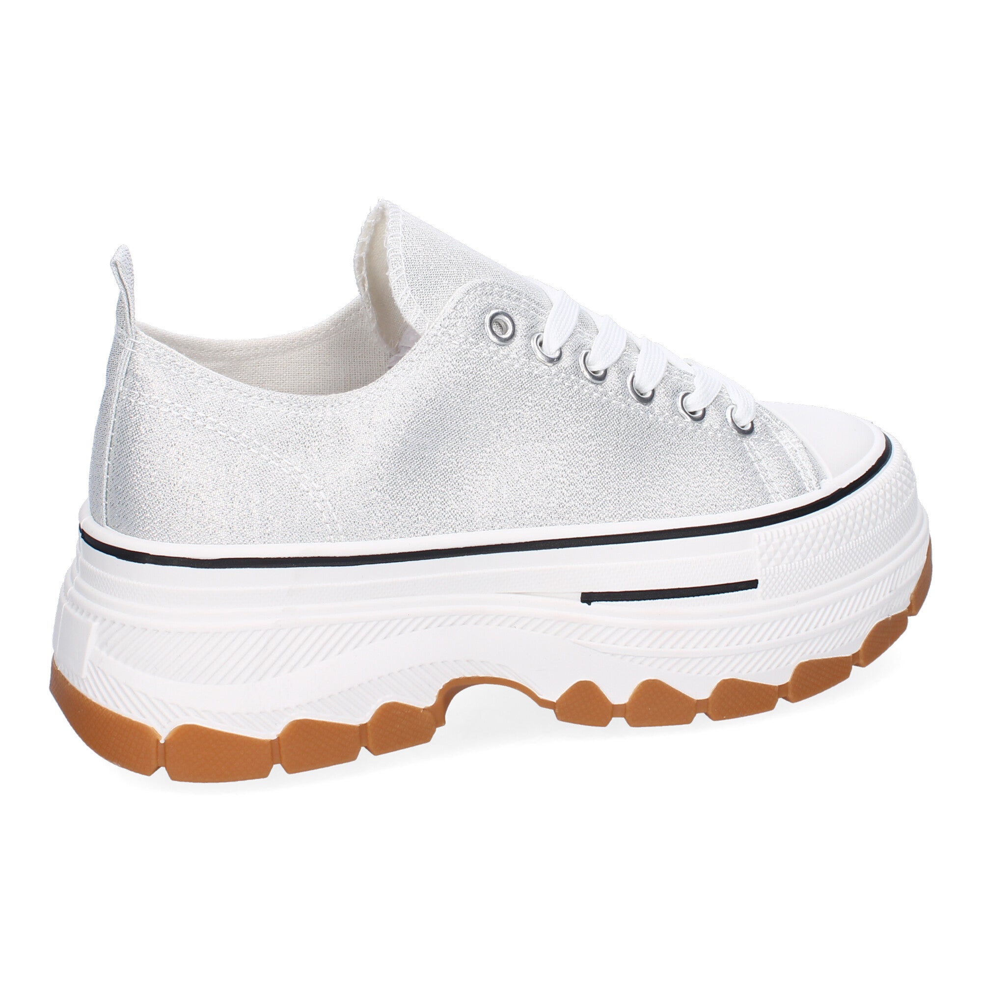 Zapatilla Bamba de Plataforma Plateada  para Mujer