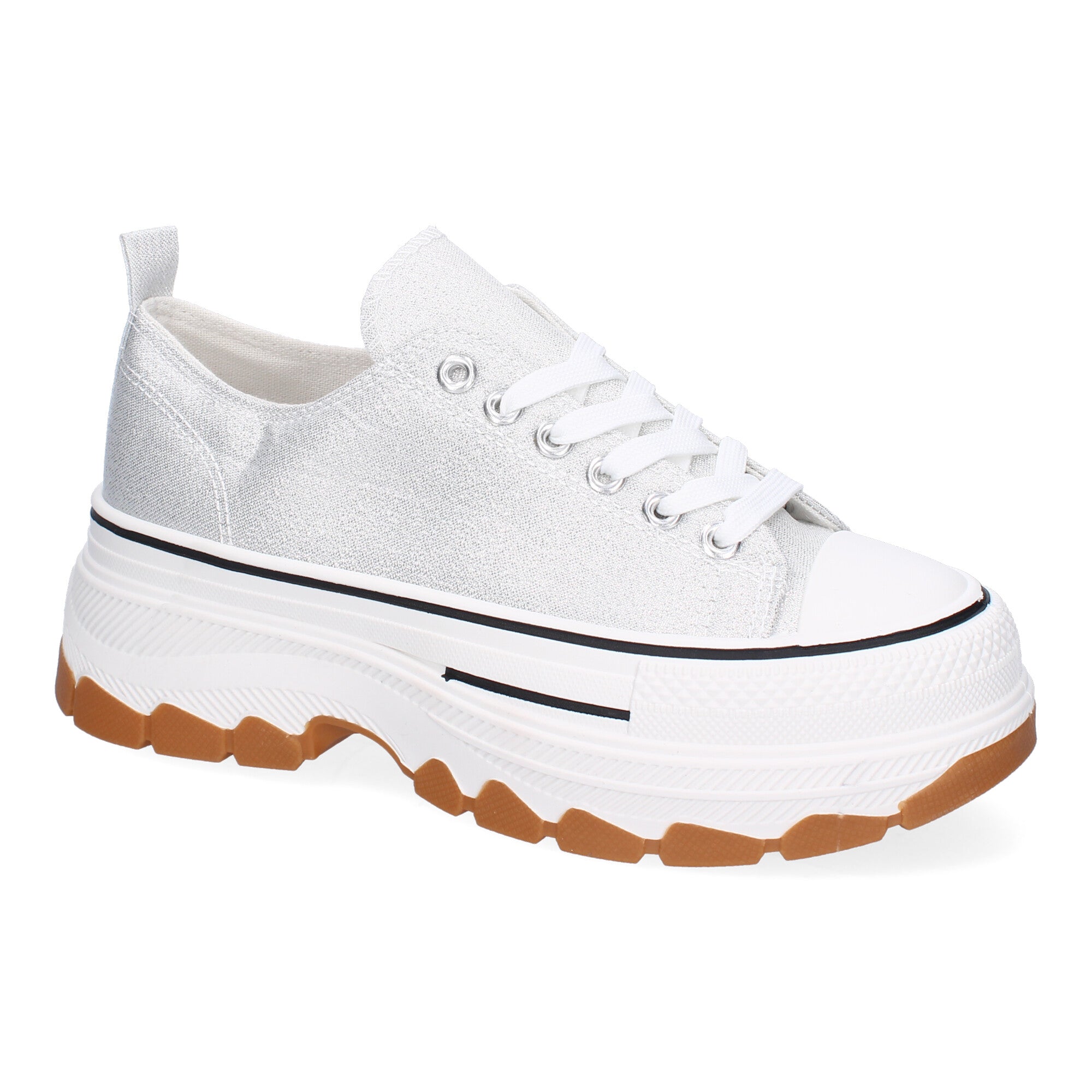 Zapatilla Bamba de Plataforma Plateada  para Mujer