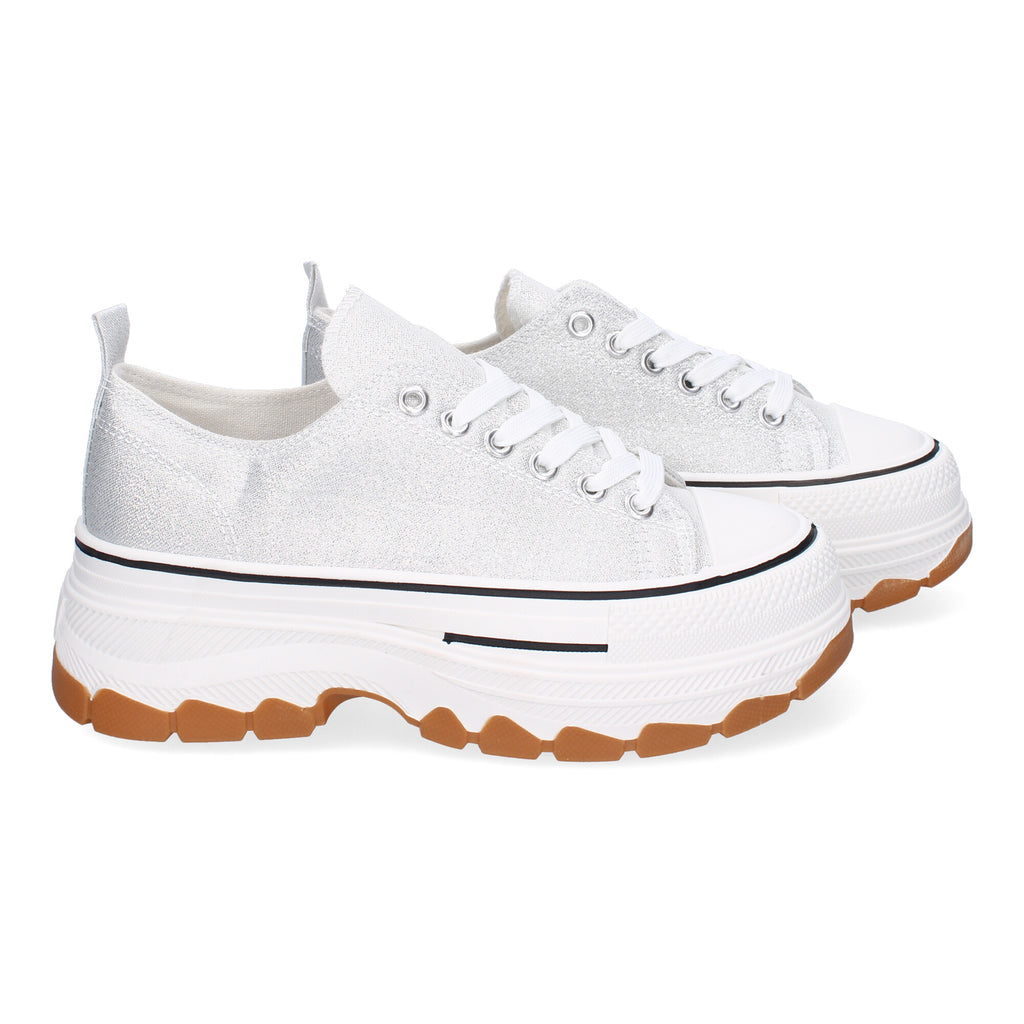 Zapatilla Bamba de Plataforma Plateada  para Mujer