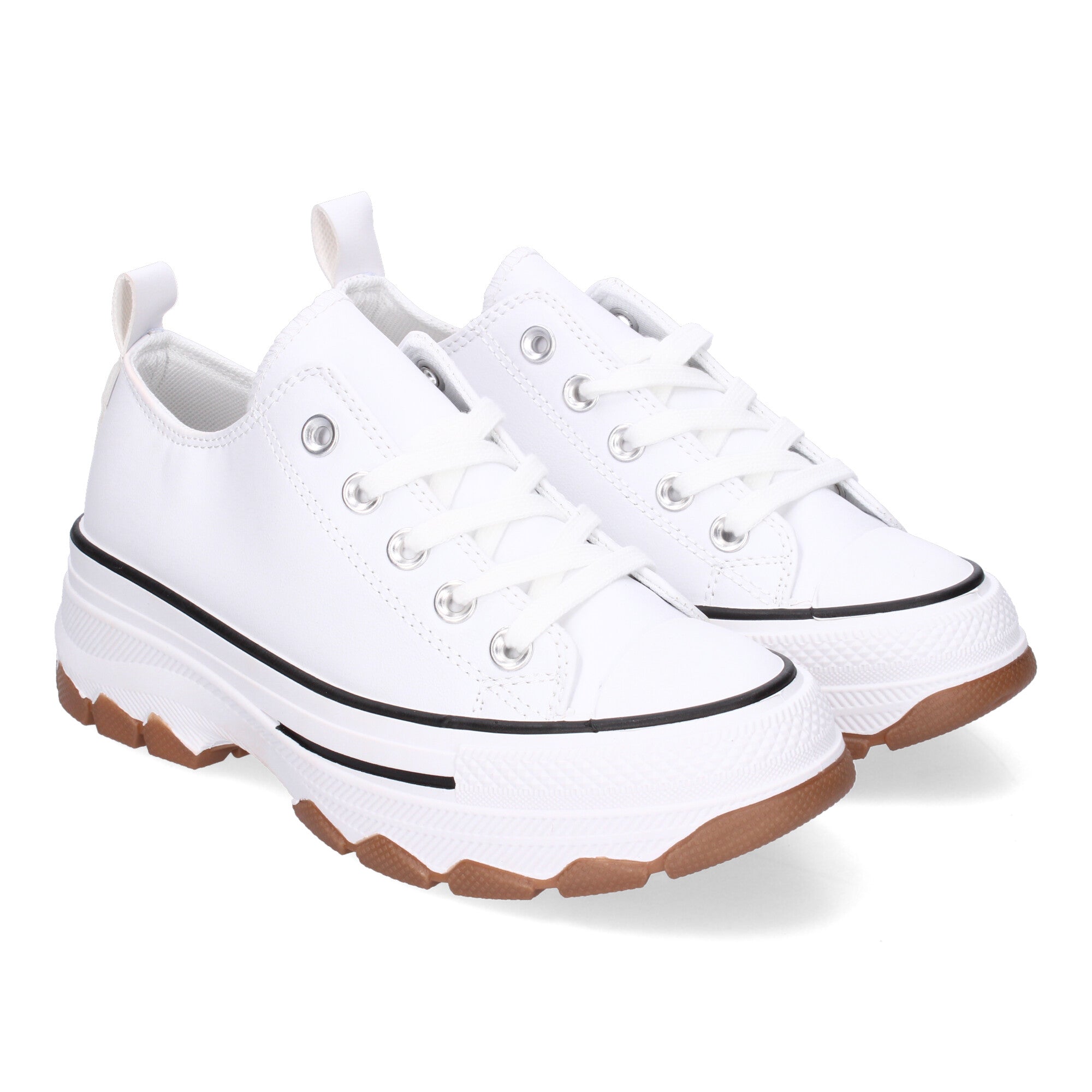 Zapatilla Bamba de Plataforma De Polipiel  Blanca para Mujer