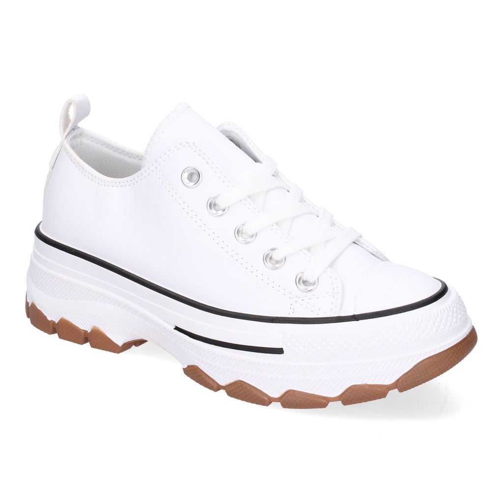 Zapatilla Bamba de Plataforma De Polipiel  Blanca para Mujer