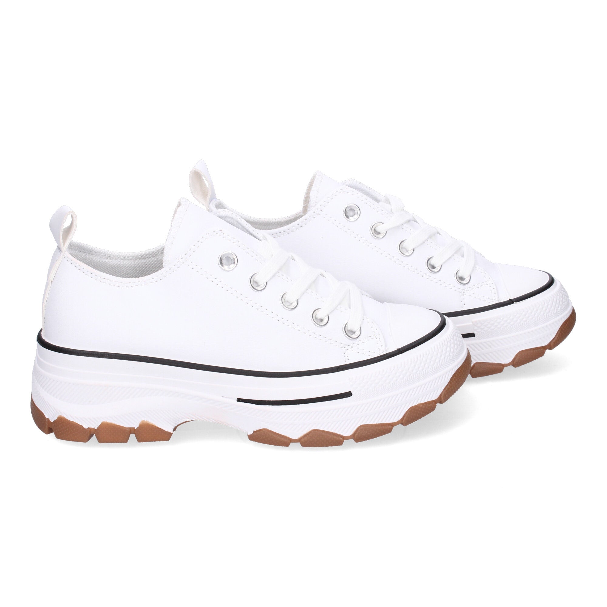 Zapatilla Bamba de Plataforma De Polipiel  Blanca para Mujer