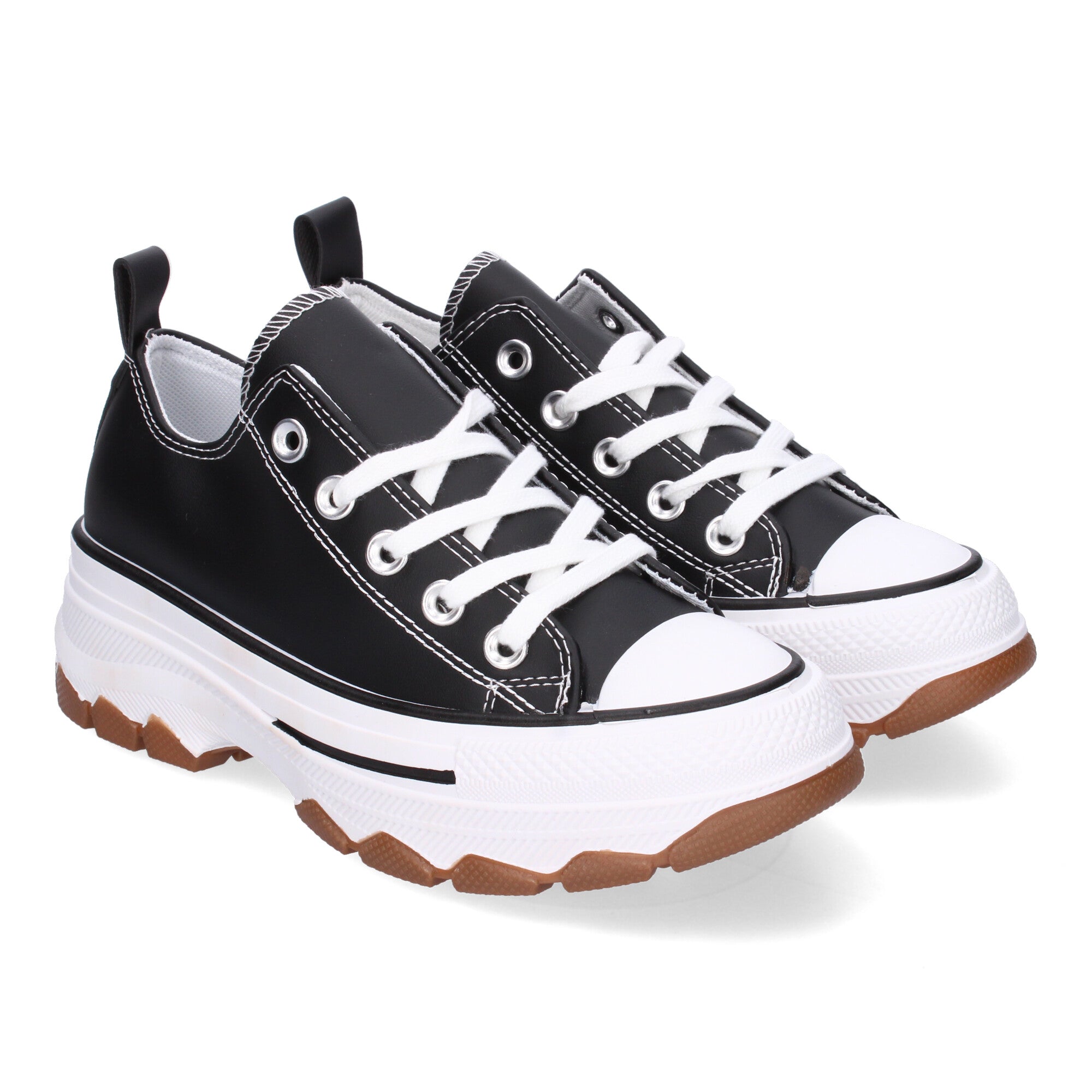 Zapatilla Bamba de Plataforma De Polipiel  Negras para Mujer