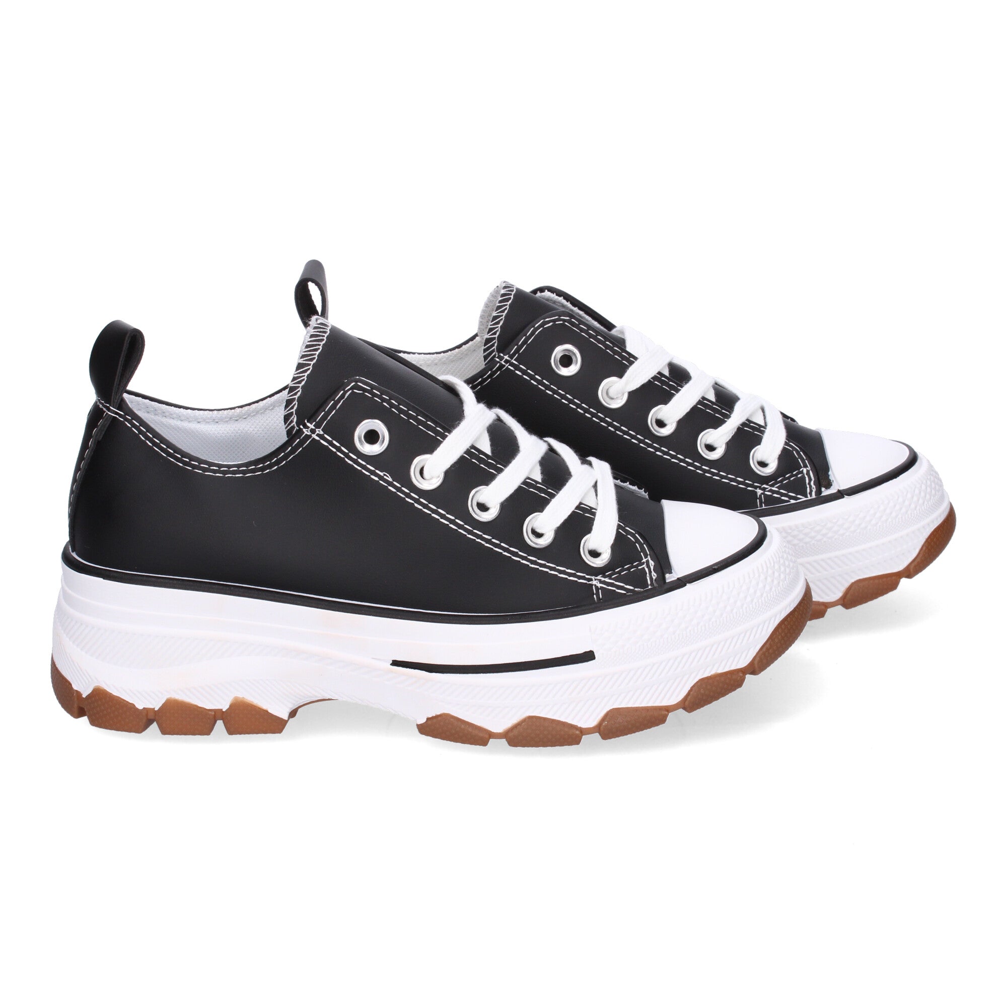 Zapatilla Bamba de Plataforma De Polipiel  Negras para Mujer
