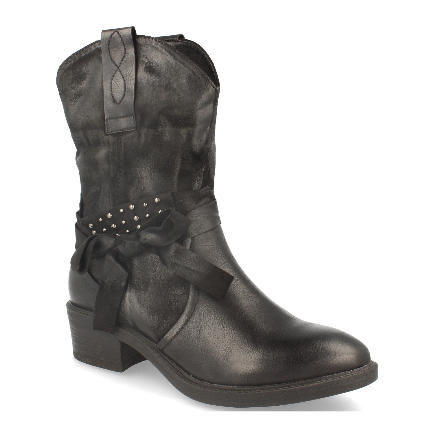 Botin De Tacon Adorno de Lazo y Tachuelas Para Mujer