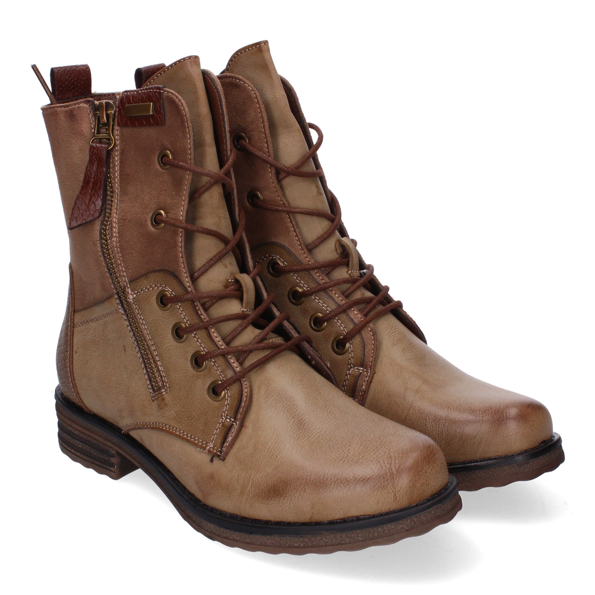 Botas de Mujer Cómodas y Elegantes con Cordones y Cremallera Lateral