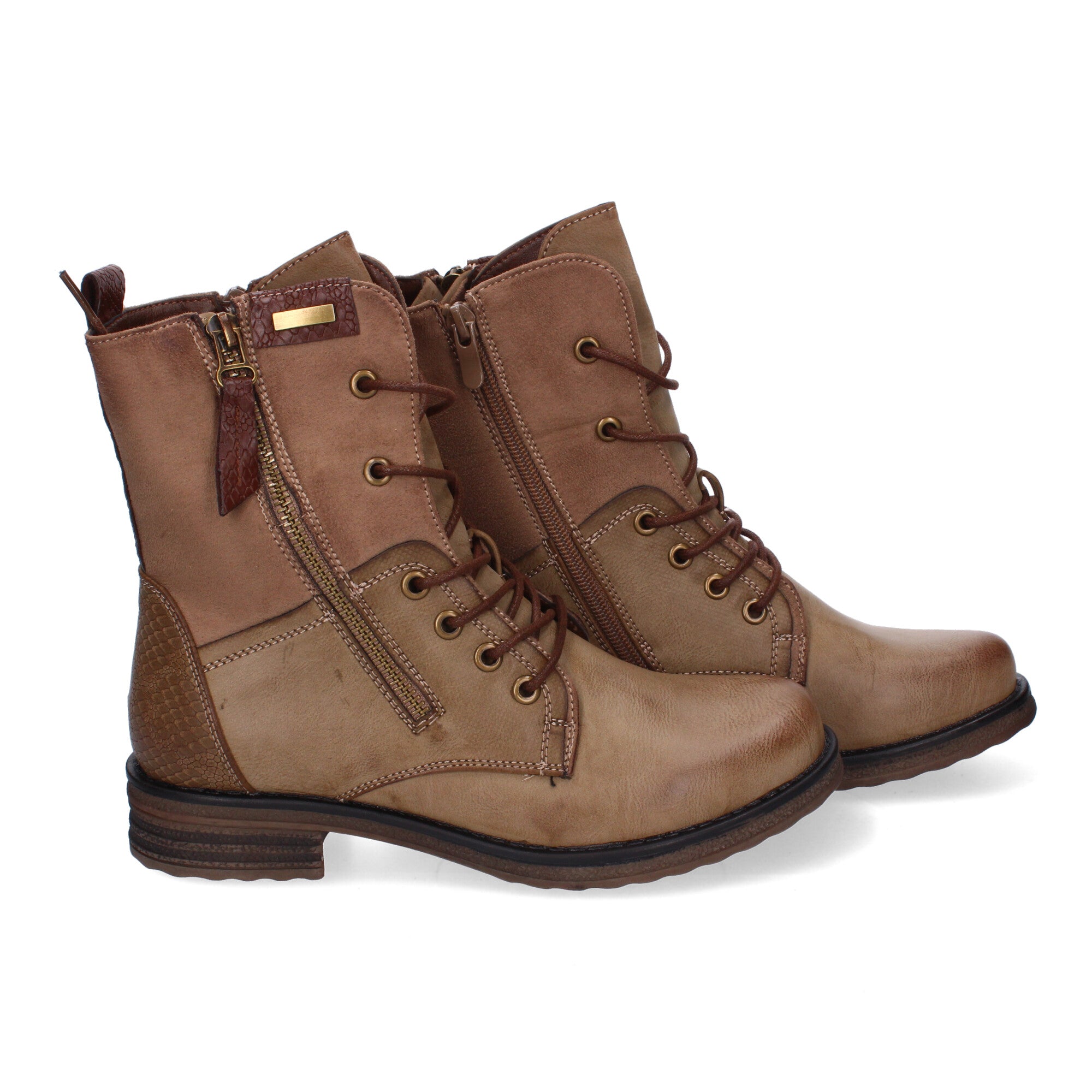 Botas de Mujer Cómodas y Elegantes con Cordones y Cremallera Lateral