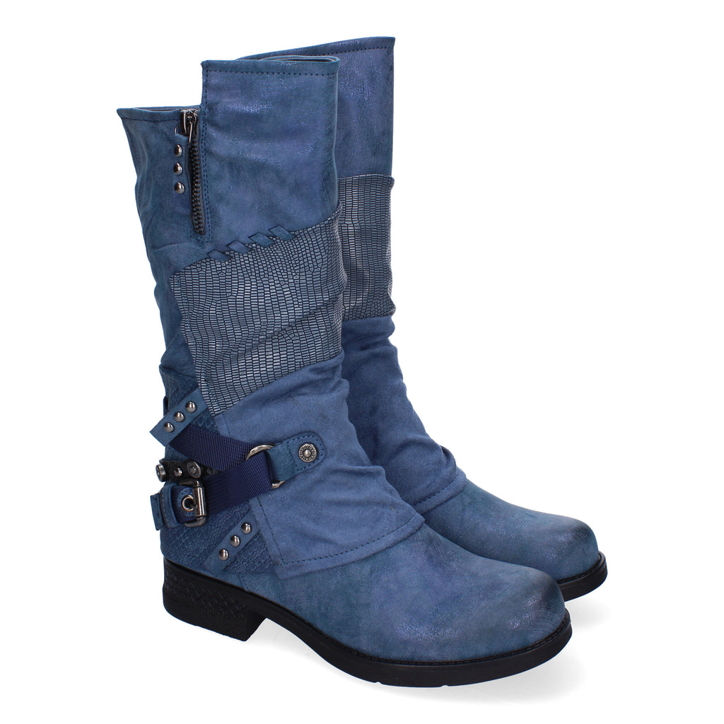 Botas de Mujer Elegantes con Hebillas, Tiras Decorativas y Cremallera Lateral