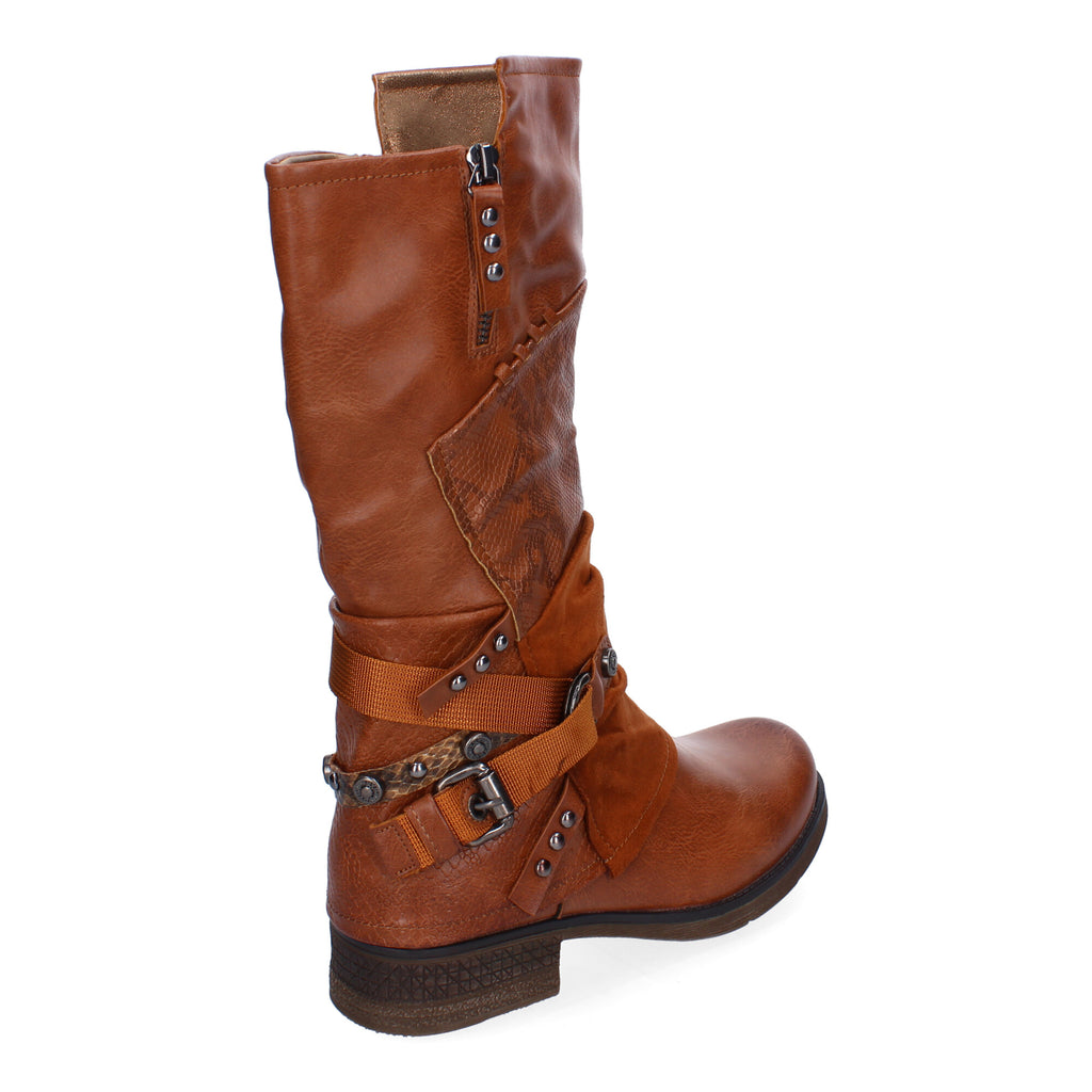 Botas de Mujer Elegantes con Hebillas, Tiras Decorativas y Cremallera Lateral